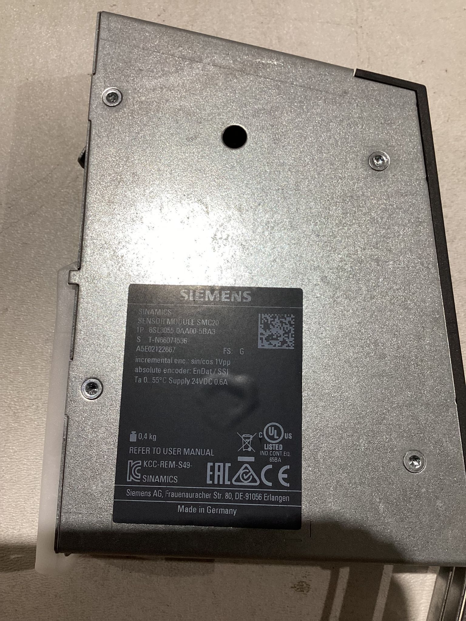 SIEMENS 6SL3055-0AA00-5BA3 S120 SMC20 SENSOR MODULE USED 2