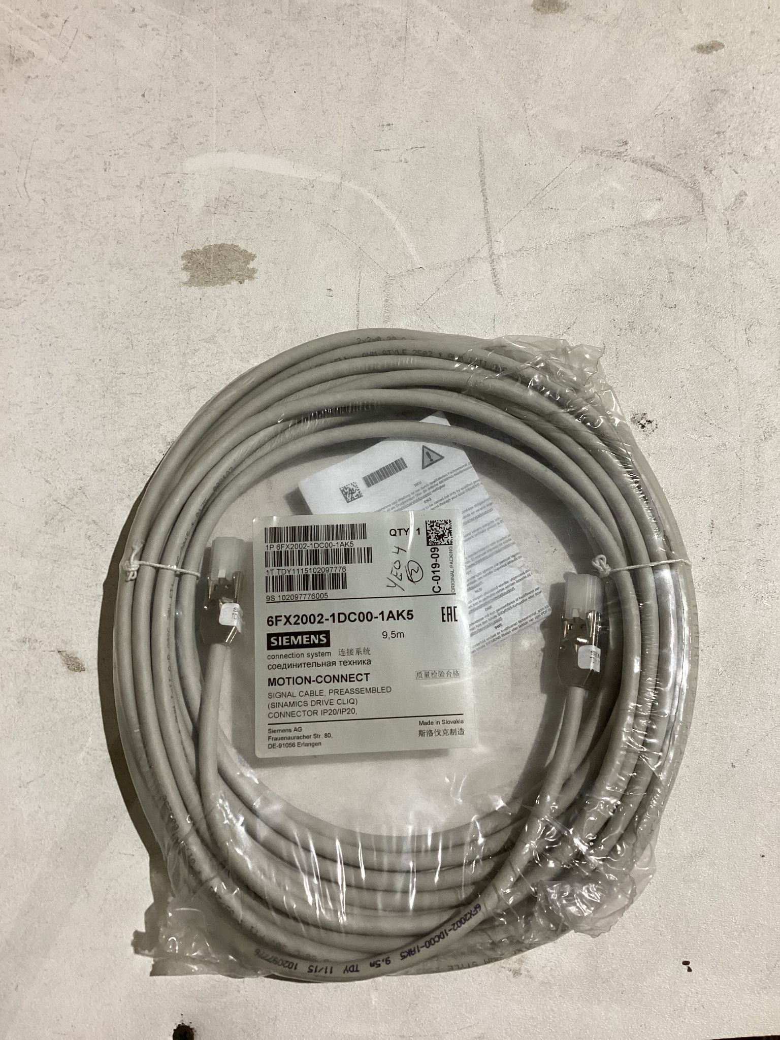 SIEMENS 6FX2002-1DC00-1AK5 DRIVE-CLIQ CABLE 5M NEW 0