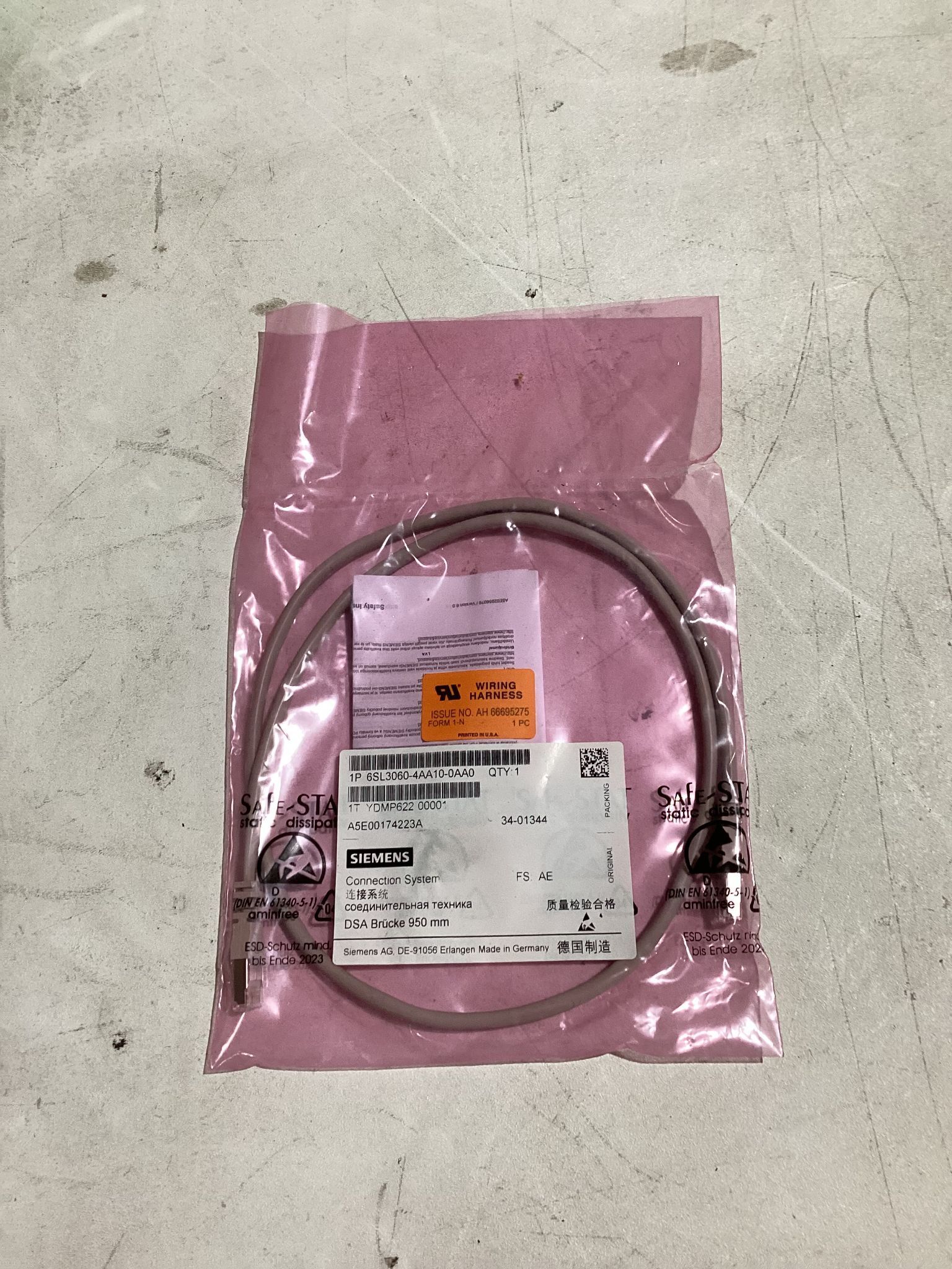 SIEMENS 6SL3060-4AA10-0AA0 DRIVE-CLIQ CABLE 1M NEW 0