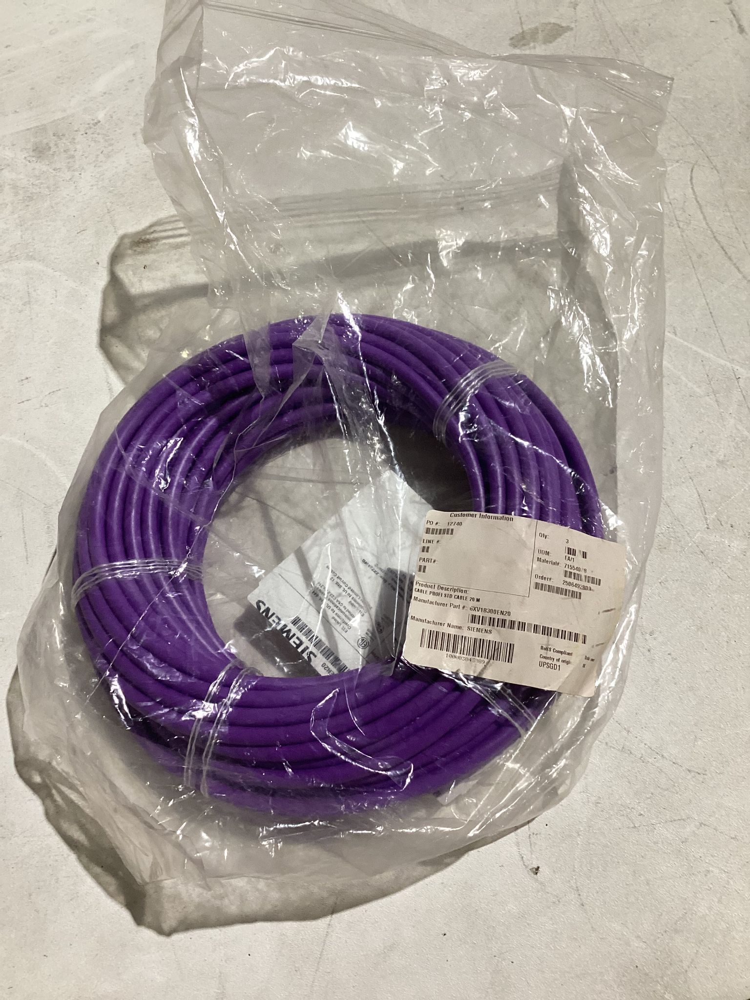 SIEMENS 6XV1830-0EN20 PROFIBUS FASTCONNECT CABLE 20M USED 1