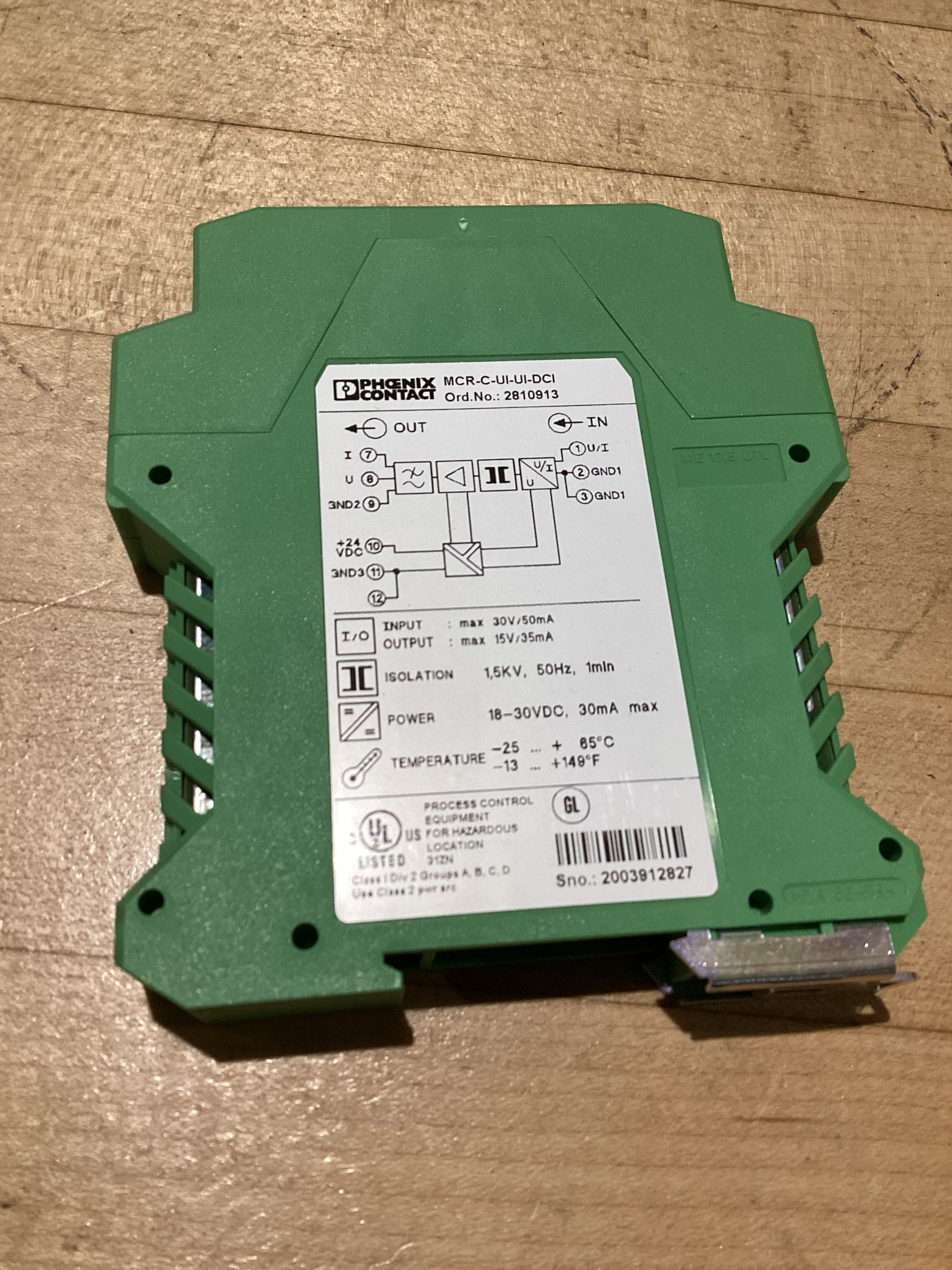 PHOENIX CONTACT MCR-C-UI-UI-DCI SIGNAL CONDITIONER USED 1