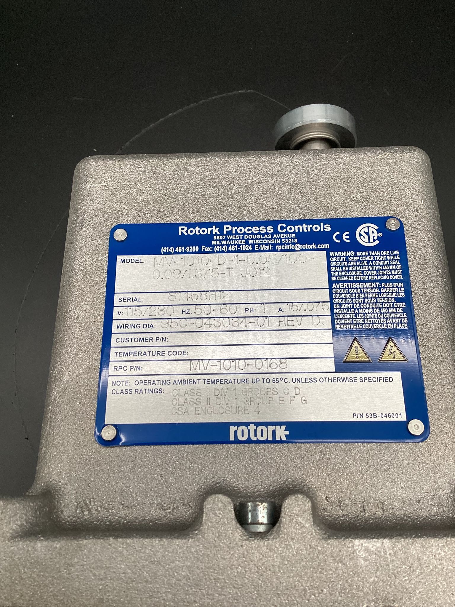 ROTORK MV-1010-D-1-0.05/100-0.09-1.375-TJ012 PNEUMATIC LINEAR ACTUATOR USED 2