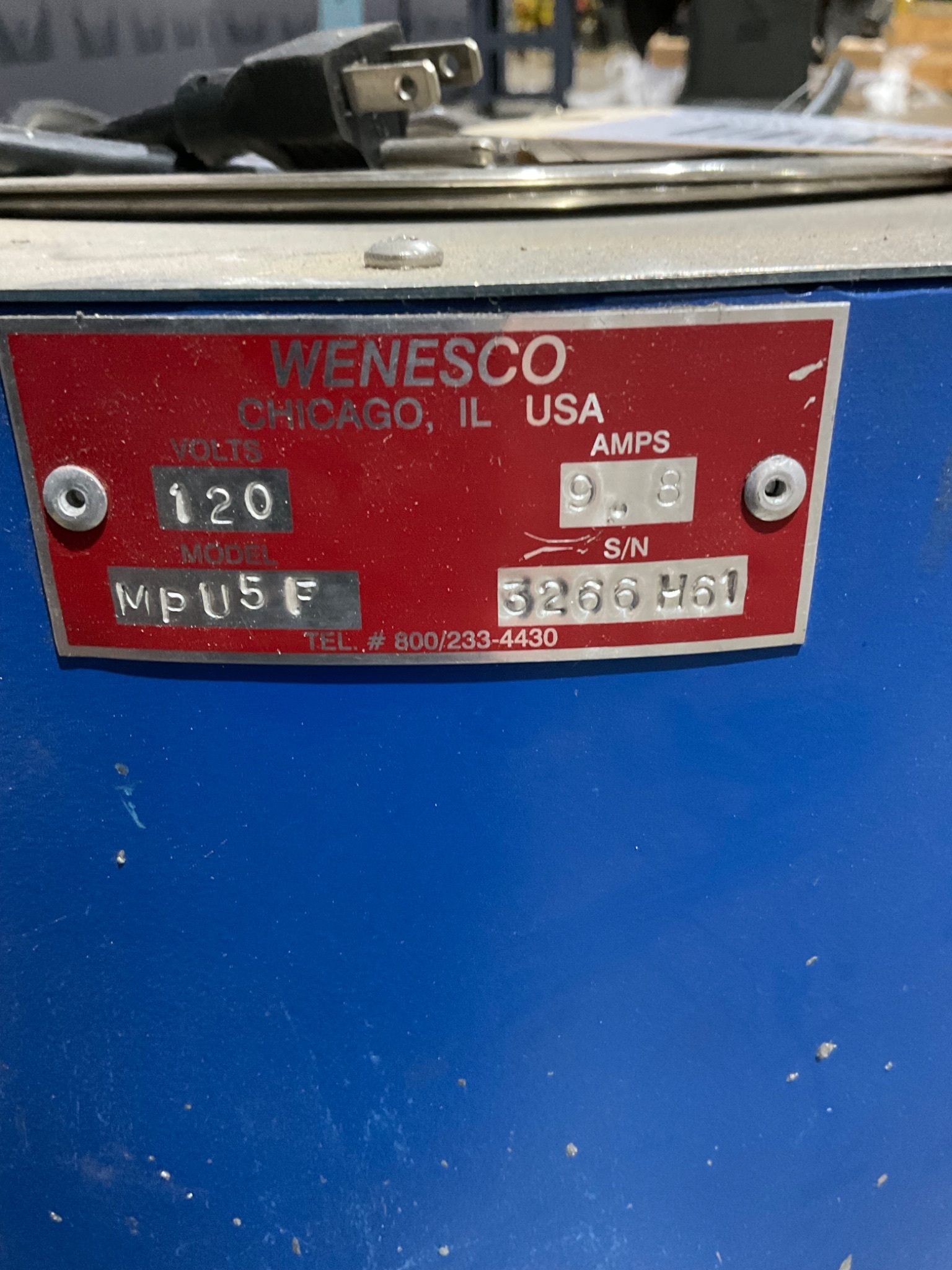 WENESCO MPU5F ELECTRIC FORGE FURNACE 2200F 120V USED 3