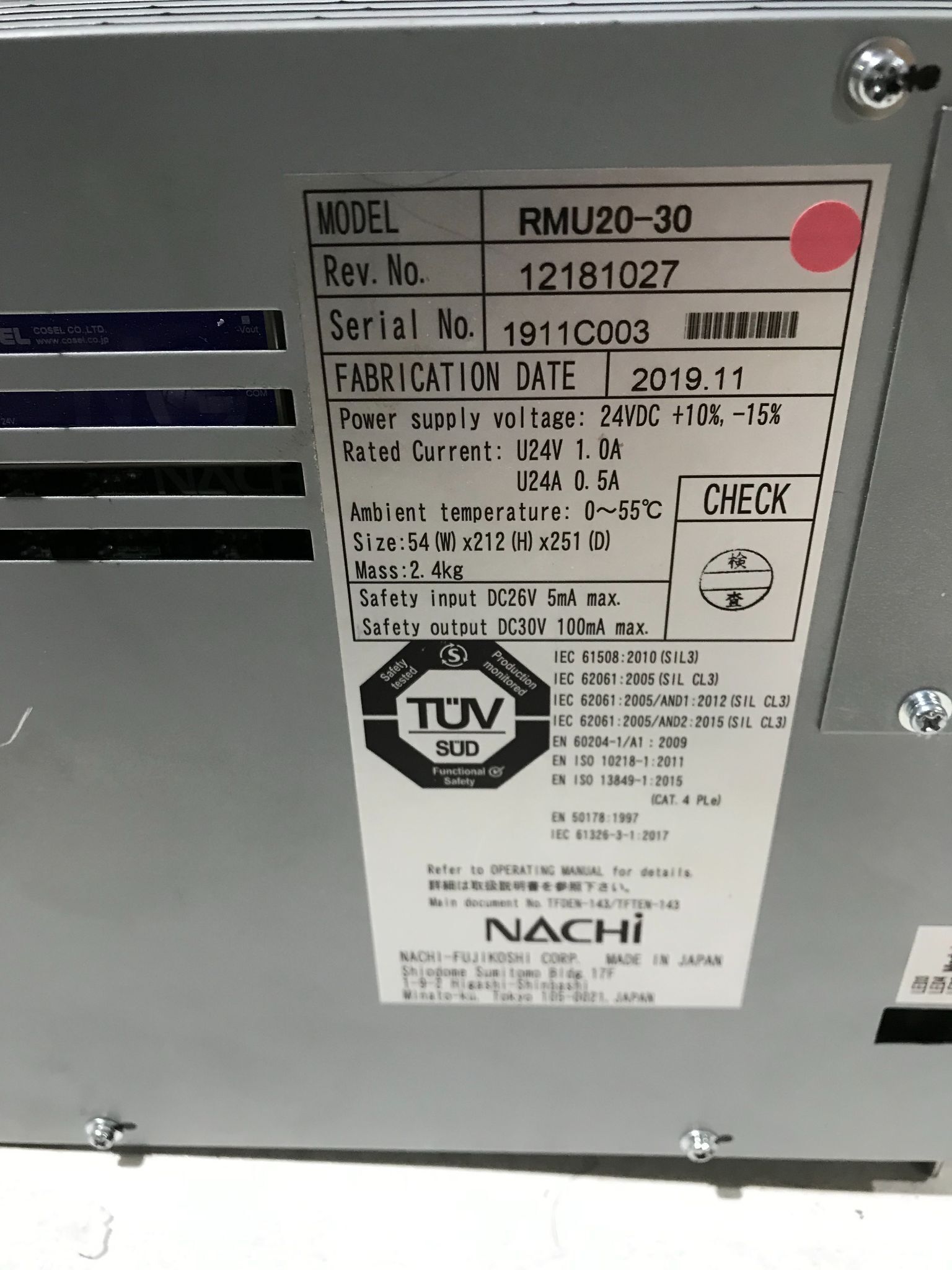 NACHI RMU20-30 PLC MODULE USED 4