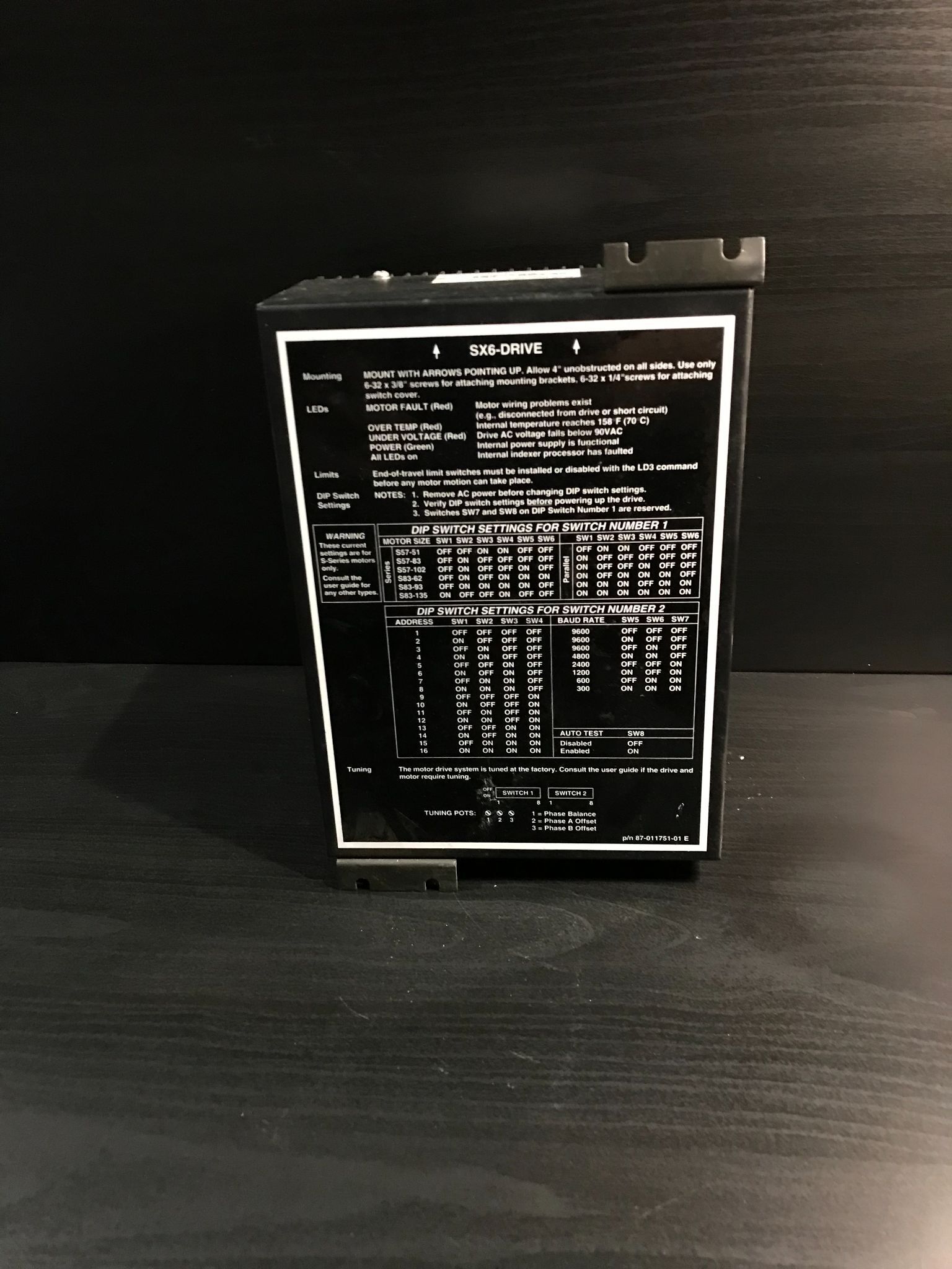 PARKER SX6-DRIVE MICROSTEP SERVO DRIVE INDEXER USED 3