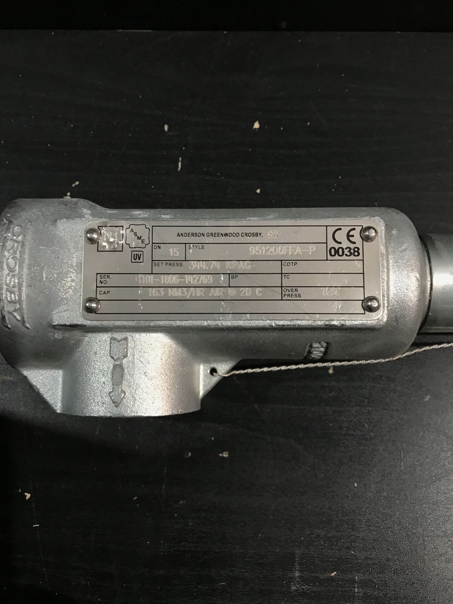 ANDERSON GREENWOOD CROSBY 951200FFA-P PILOT OPERATED SAFETY RELIEF VALVE USED 1