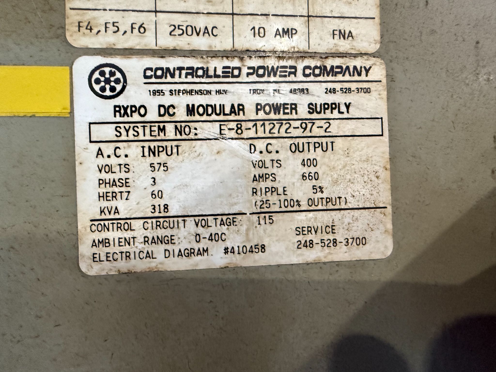 660A CONTROLLED POWER "RXPO" Modular DC Power Supply/Rectifier USED 5