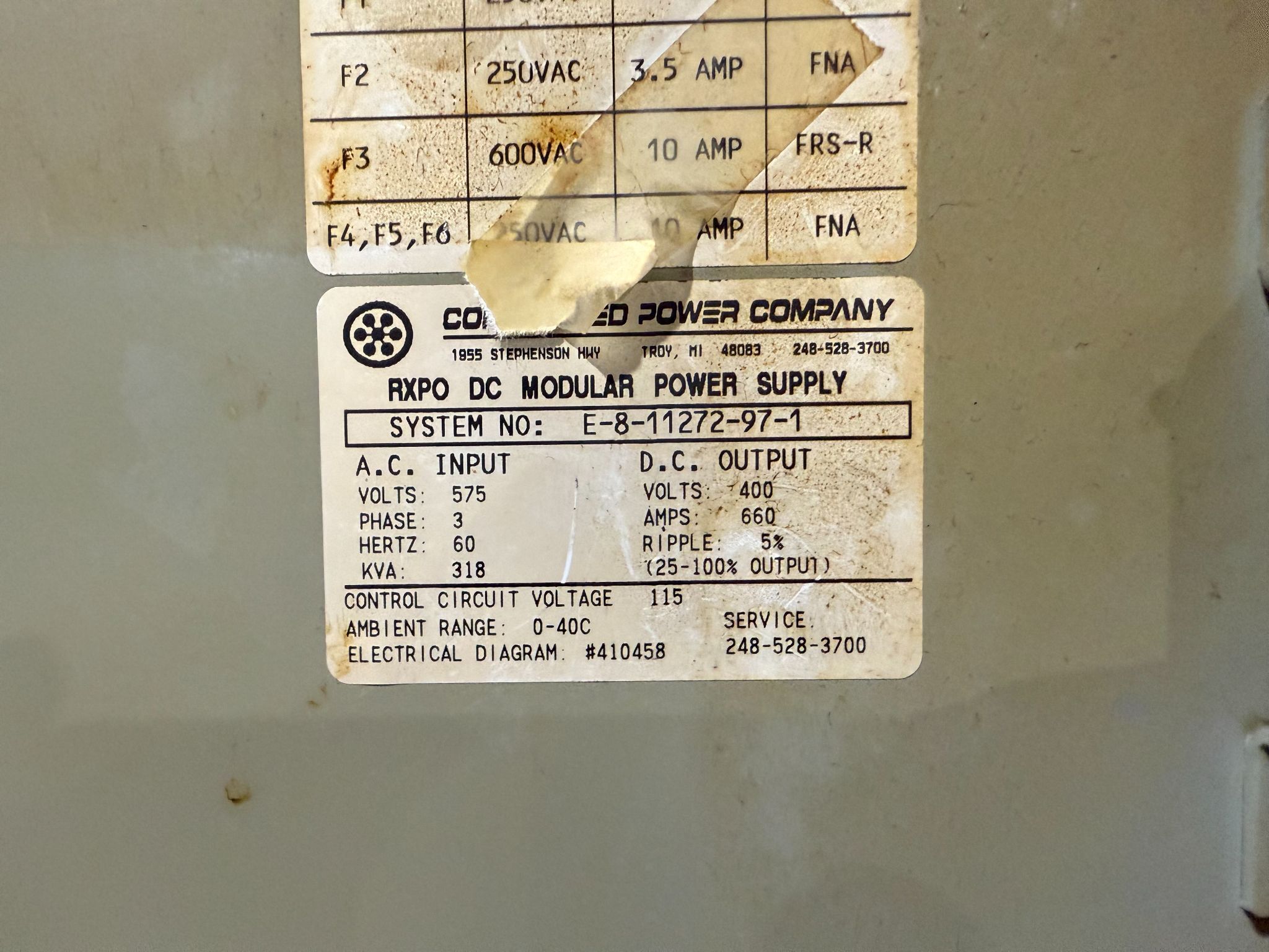 660A CONTROLLED POWER "RXPO" Modular DC Power Supply/Rectifier USED 7