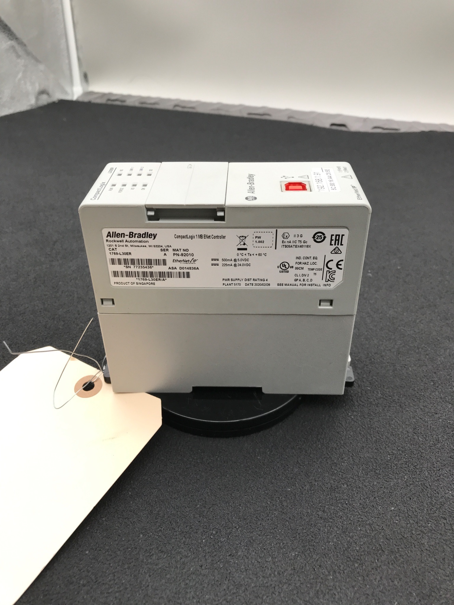 ALLEN BRADLEY 1769-L30ER /A CompactLogix Ethernet Processor USED 2