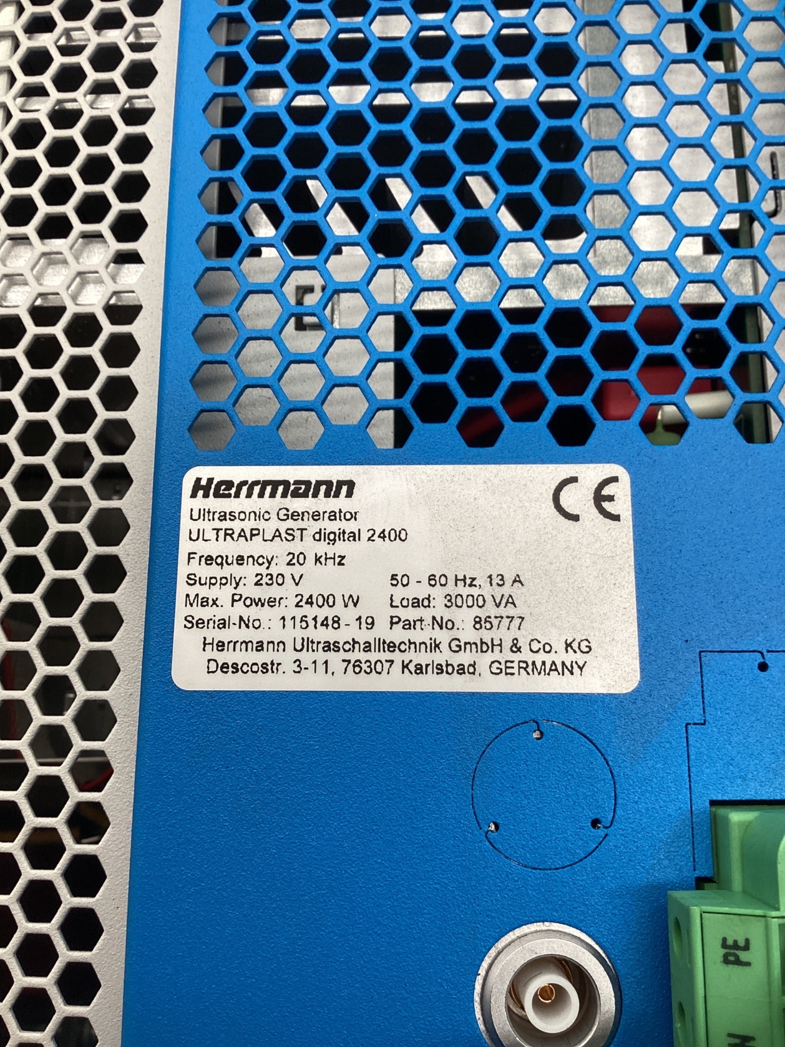 HERRMANN 85777 ULTRAPLAST 2400 Digital Ultrasonic Generator 20 kHz USED 6