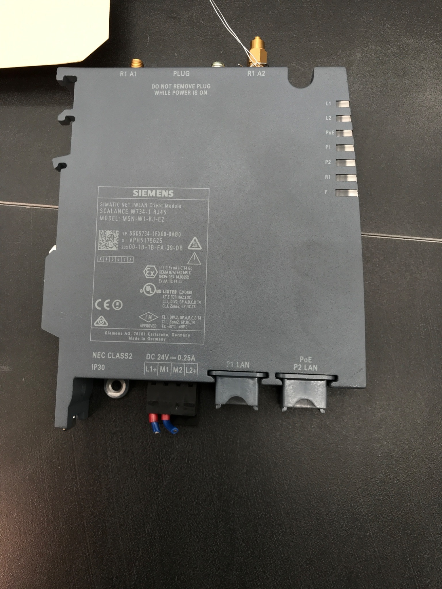 SIEMENS SCALANCE W734‑1 6GK5734‑1FX00‑0AB0 IWLAN Client Module 24V USED 1