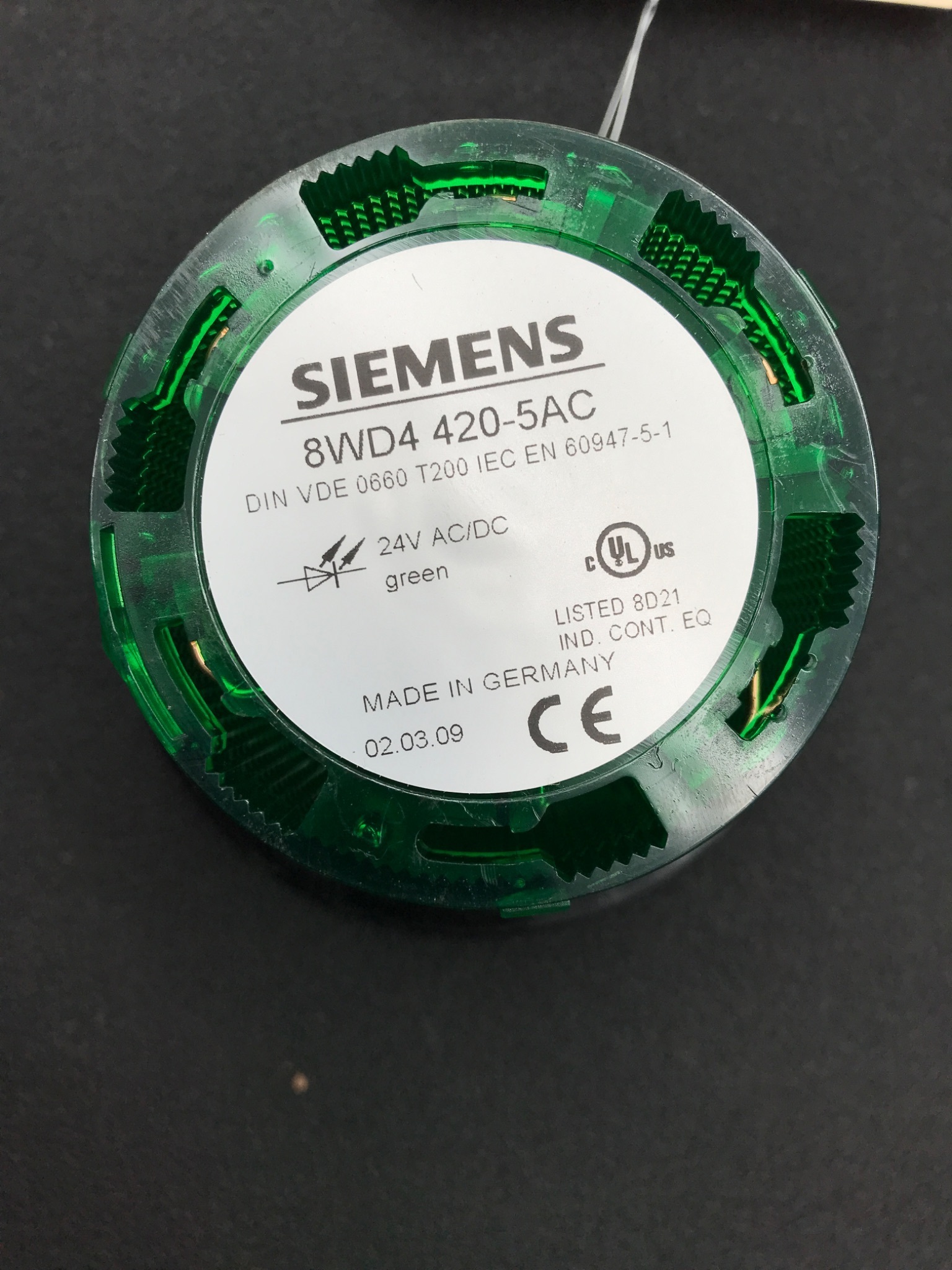 SIEMENS 8WD4 420-5AC GREEN LED SIGNAL TOWER MODULE 24V AC/DC USED 3