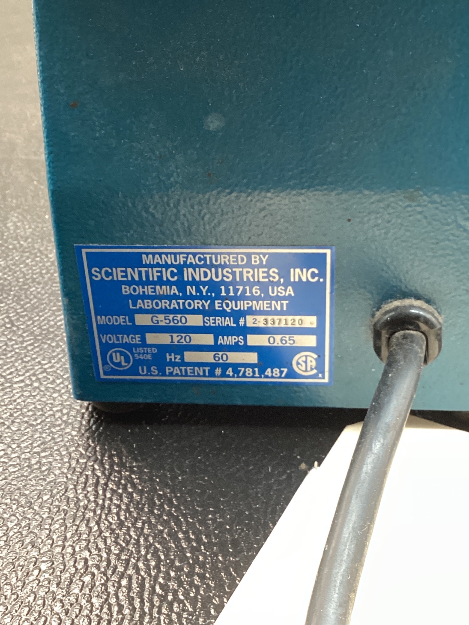 SCIENTIFIC INDUSTRIES G-560 VORTEX MIXER 120V USED 6