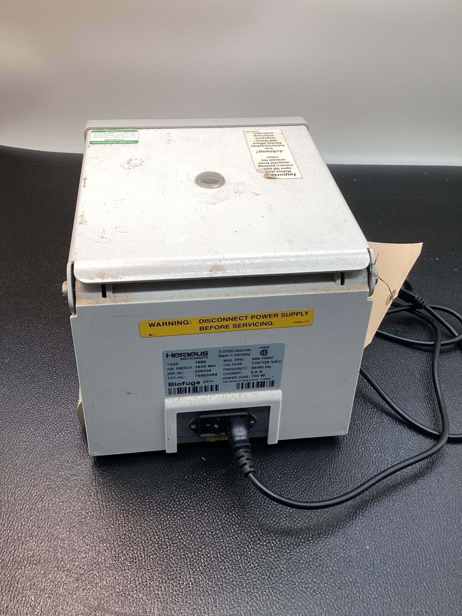 HERAEUS 75003284 BIOFUGE PICO CENTRIFUGE USED 2
