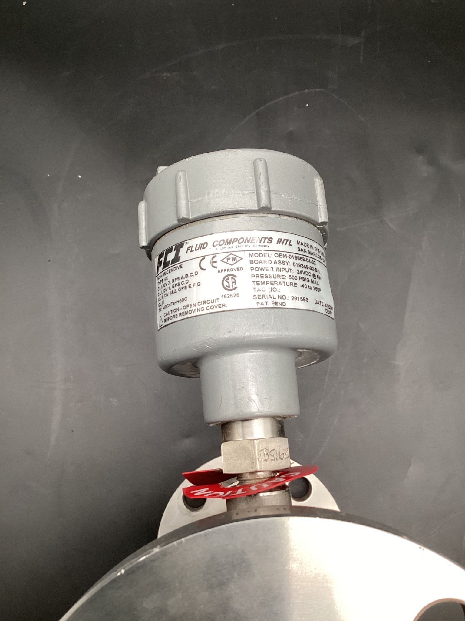 FCI OEM-019868-04-02 FLOW SWITCH STAINLESS SENSOR USED 2