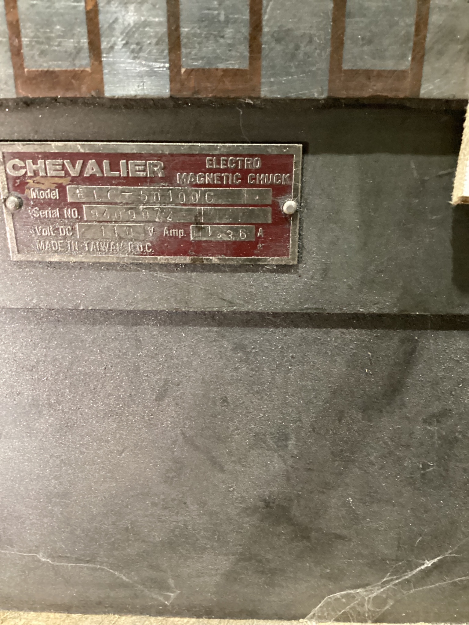 CHEVALIER ELC-50100C ELECTRO-MAGNETIC CHUCK 19.7X39.4IN SURFACE GRINDER USED 5