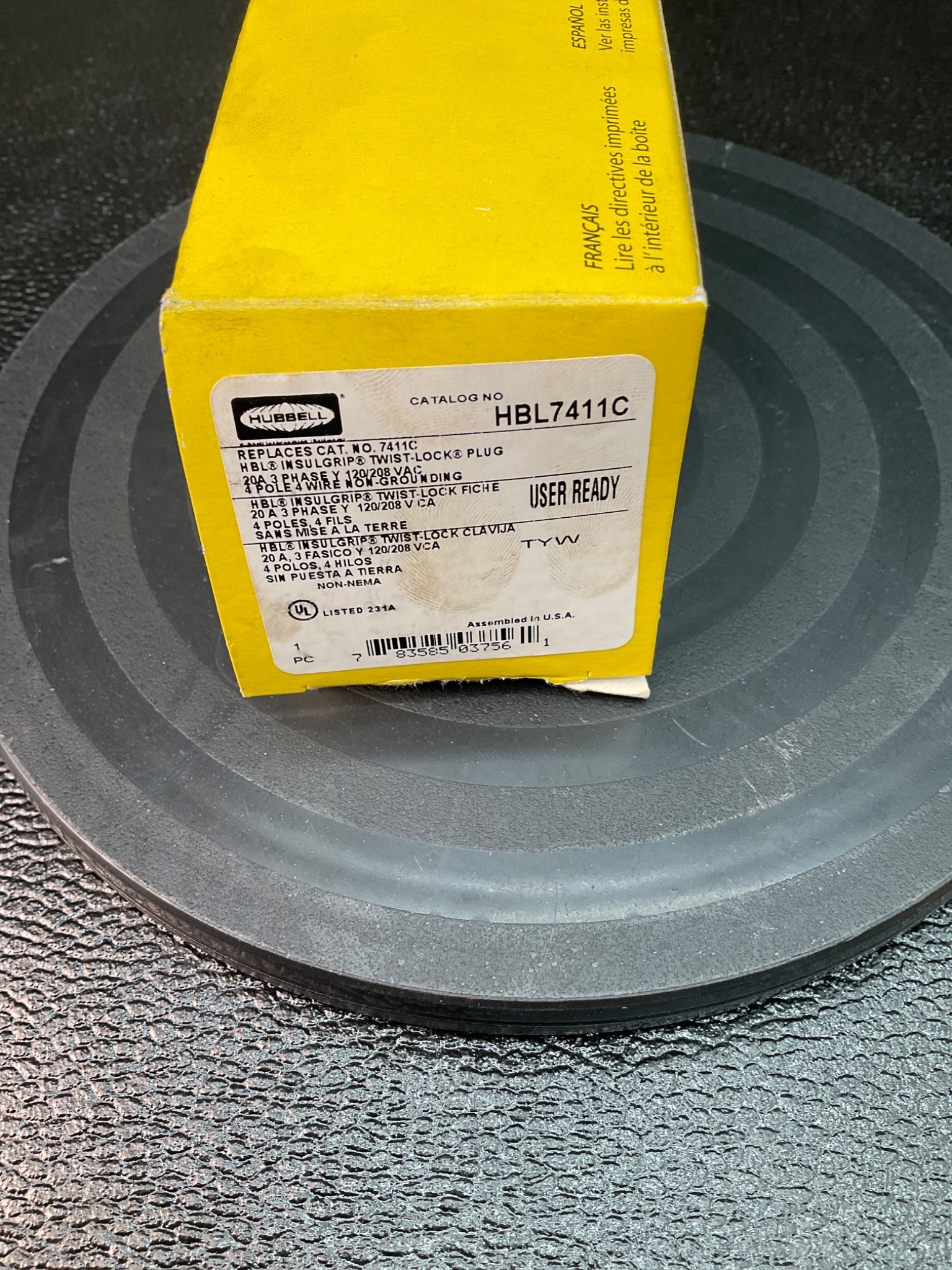 HUBBELL HBL7411C TWIST-LOCK PLUG 20A 120/208V 4P4W NEW 0