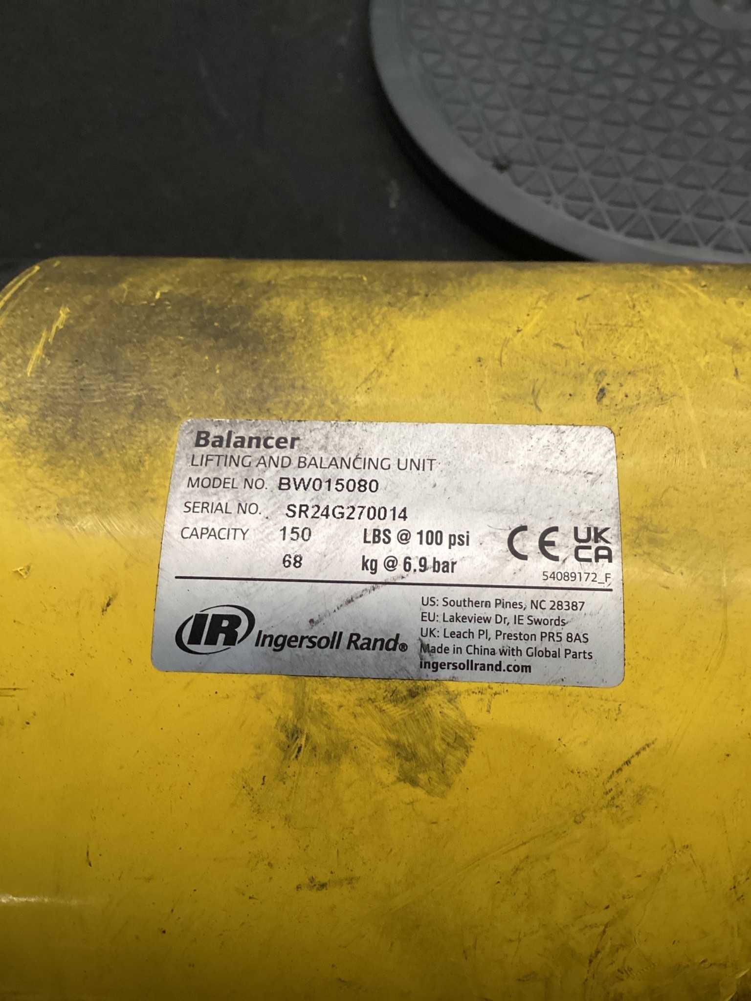 INGERSOLL RAND BW015080 AIR BALANCER 150LB 80″ USED 2