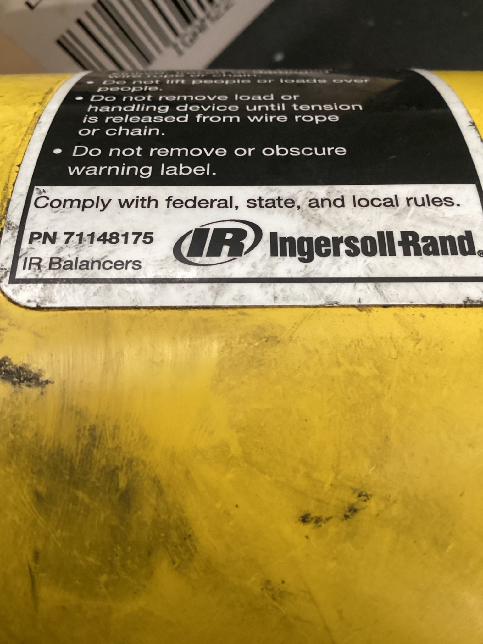 INGERSOLL RAND BW015080 AIR BALANCER 150LB 80″ USED 3