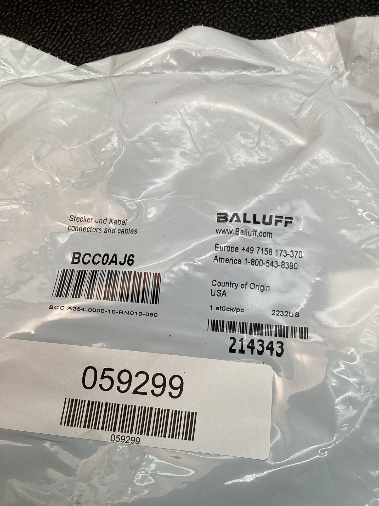 BALLUFF BCC0AJ6 CABLES USED ( LOT OF 5) 5