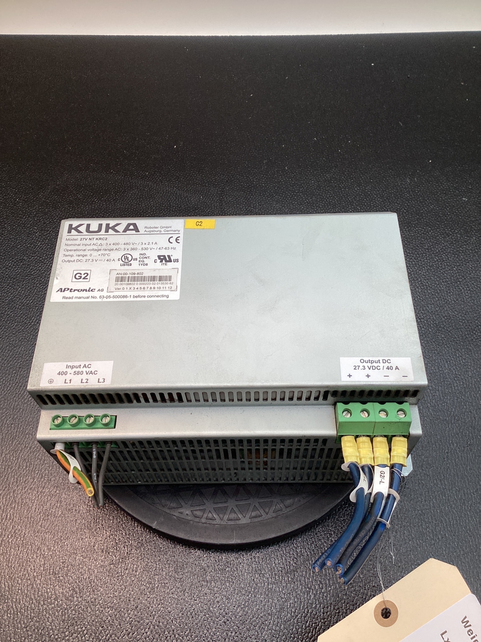 KUKA 27V NT KRC2 POWER SUPPLY 27.3VDC USED 0
