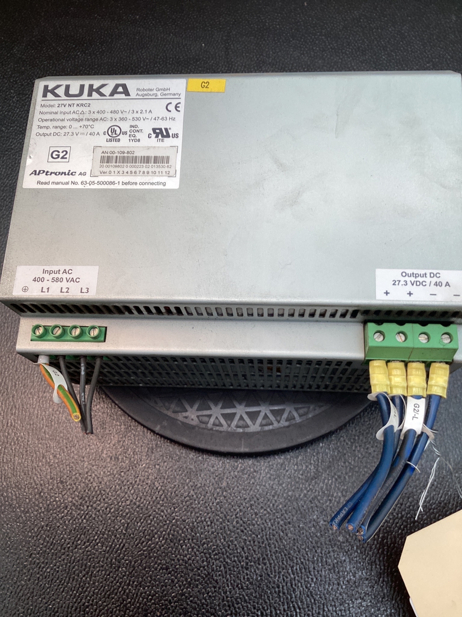KUKA 27V NT KRC2 POWER SUPPLY 27.3VDC USED 5