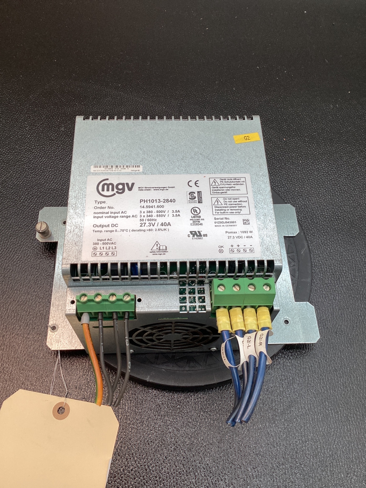MGV PH1013-2840 POWER SUPPLY 27.3VDC USED 0