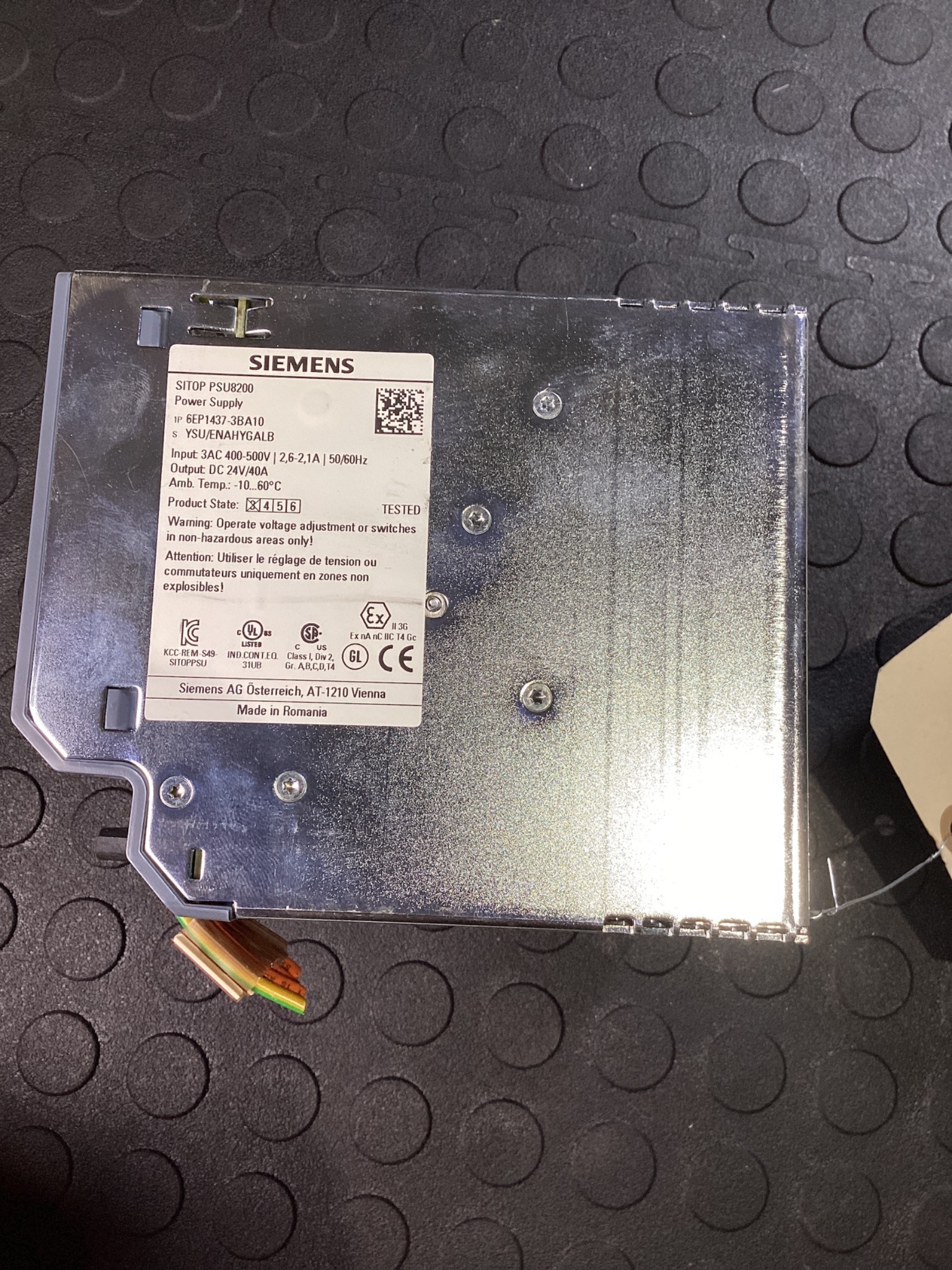 SIEMENS 6EP1437-3BA10 SITOP PSU8200 24V/40A DIN-Rail Power Supply USED 2