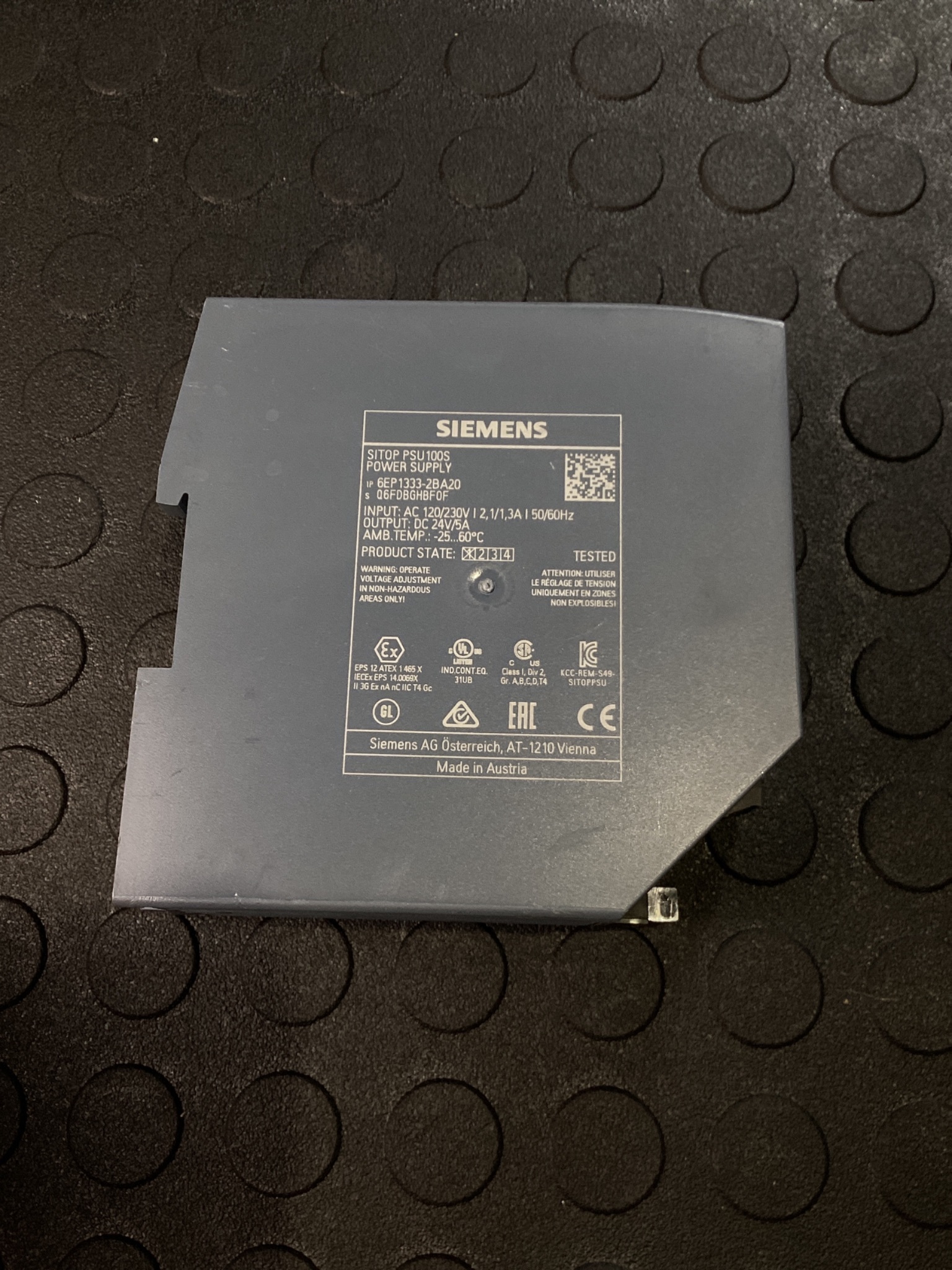 SIEMENS 6EP1333-2BA20 SITOP PSU100S 24V 5A DIN-Rail Power Supply USED 1