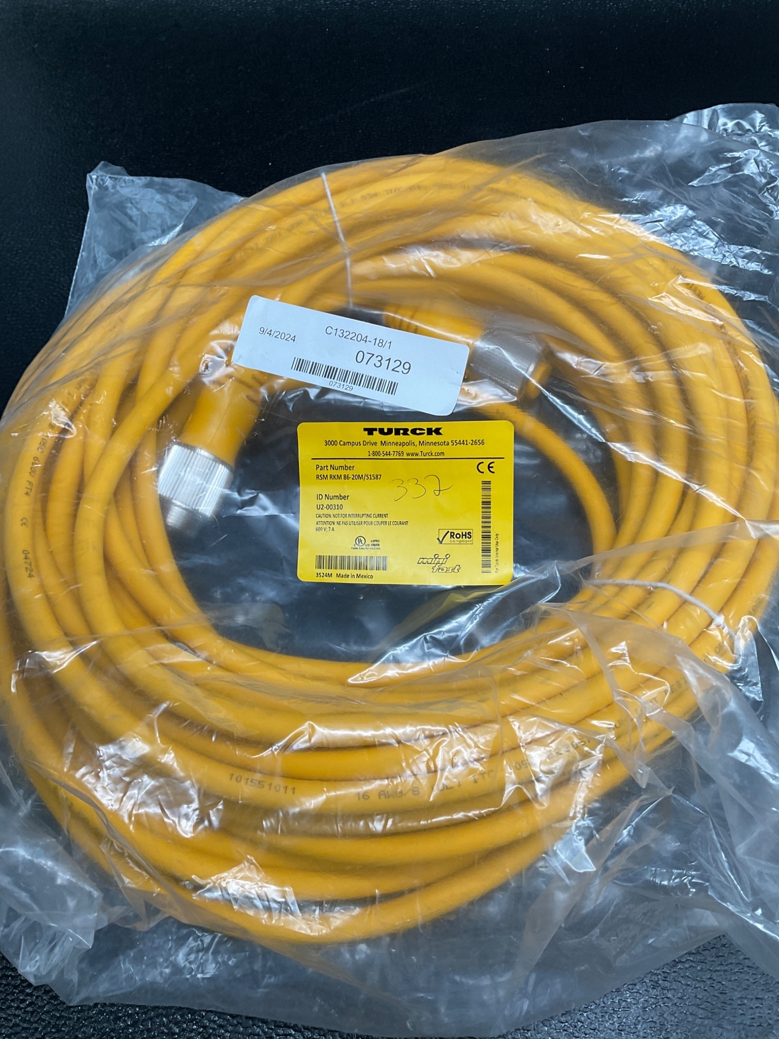 TURCK RSM-RKM-86-20M/S1587 CABLES NEW 1