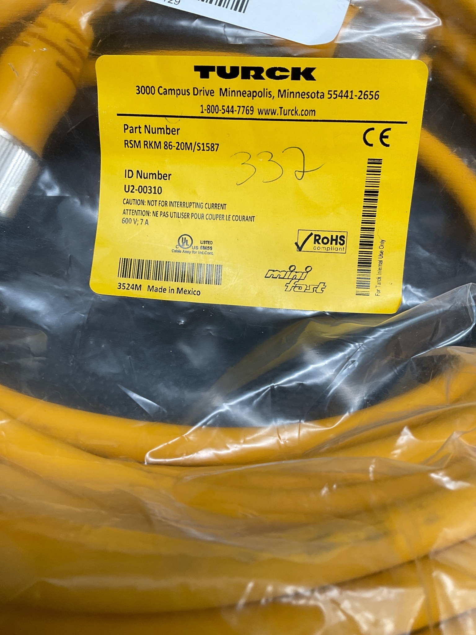 TURCK RSM-RKM-86-20M/S1587 CABLES NEW 2