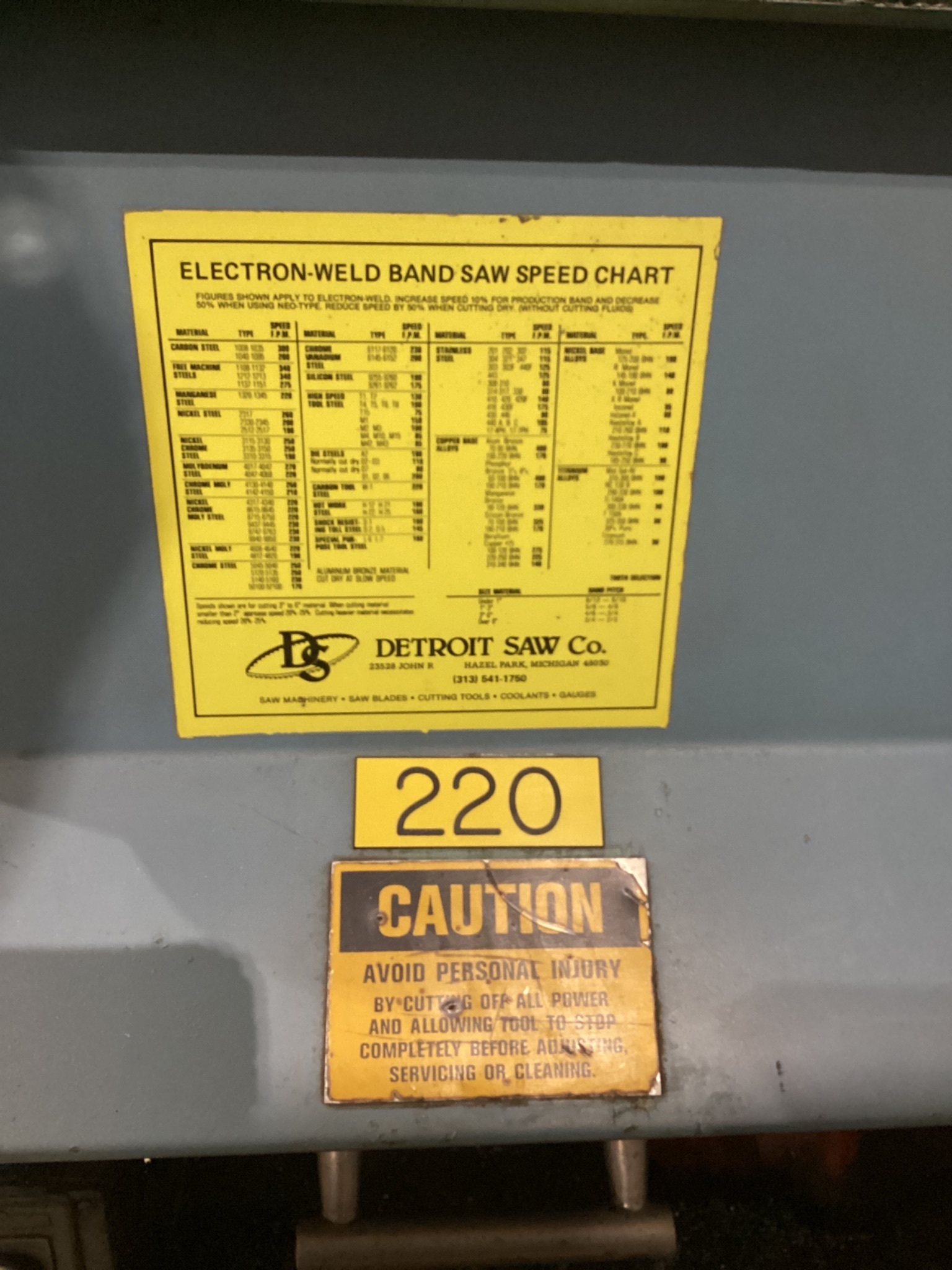 NATIONAL MACHINE TOOL 220 BANDSAWS USED 6