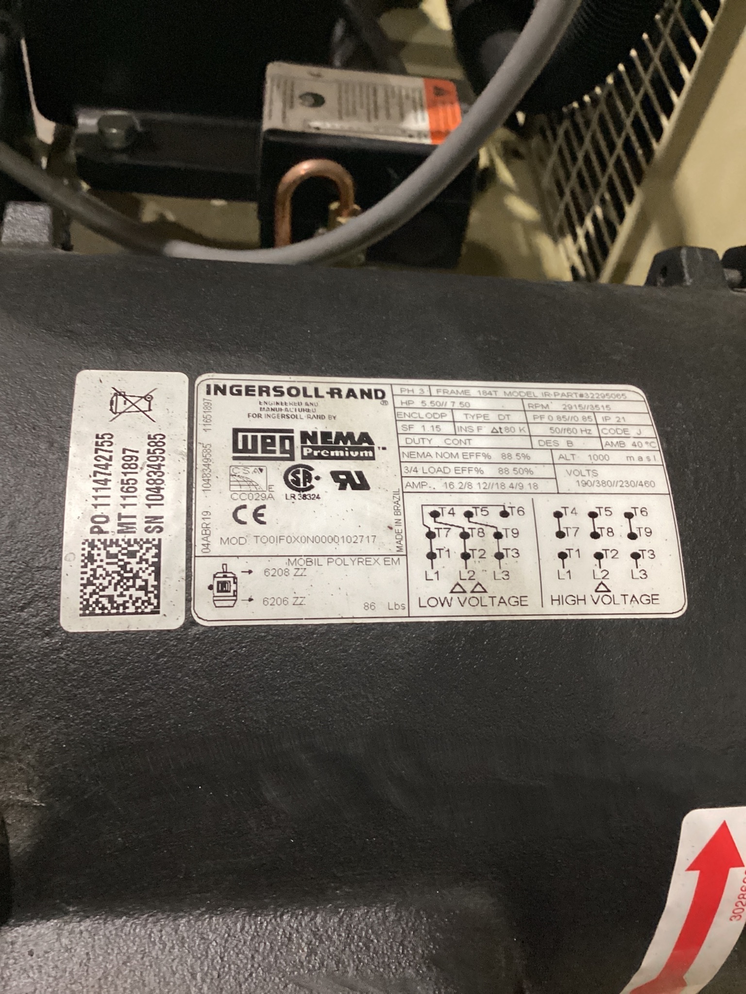 INGERSOLL-RAND 2475N7.5-P AIR COMPRESSORS USED 8