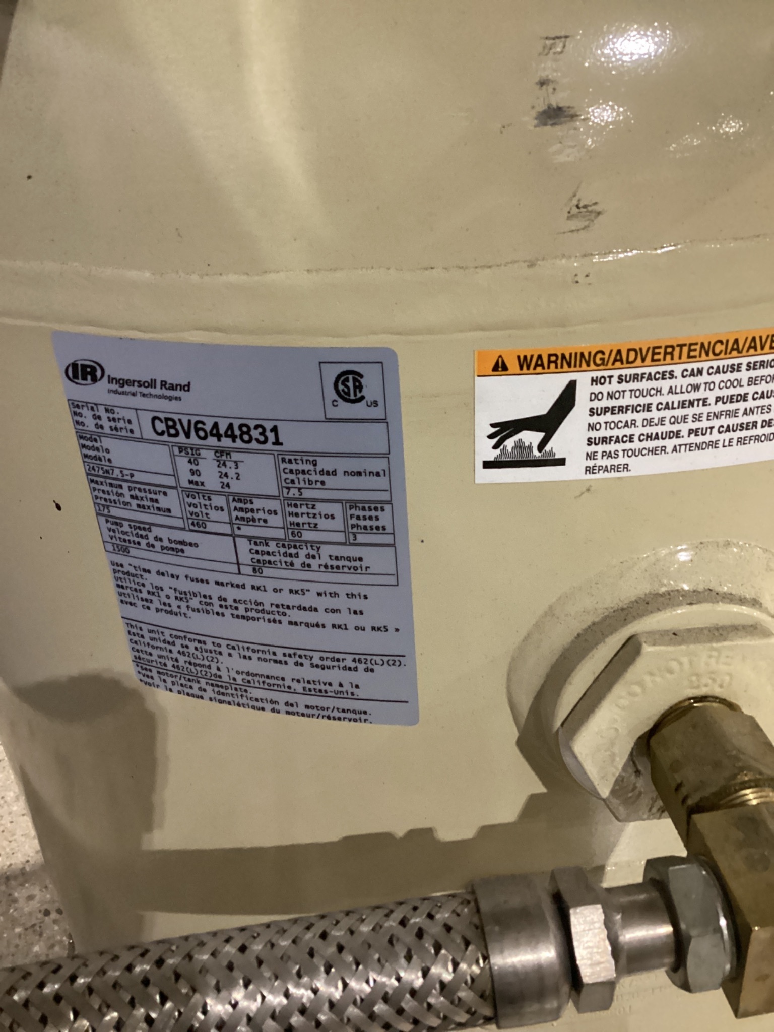 INGERSOLL-RAND 2475N7.5-P AIR COMPRESSORS USED 9