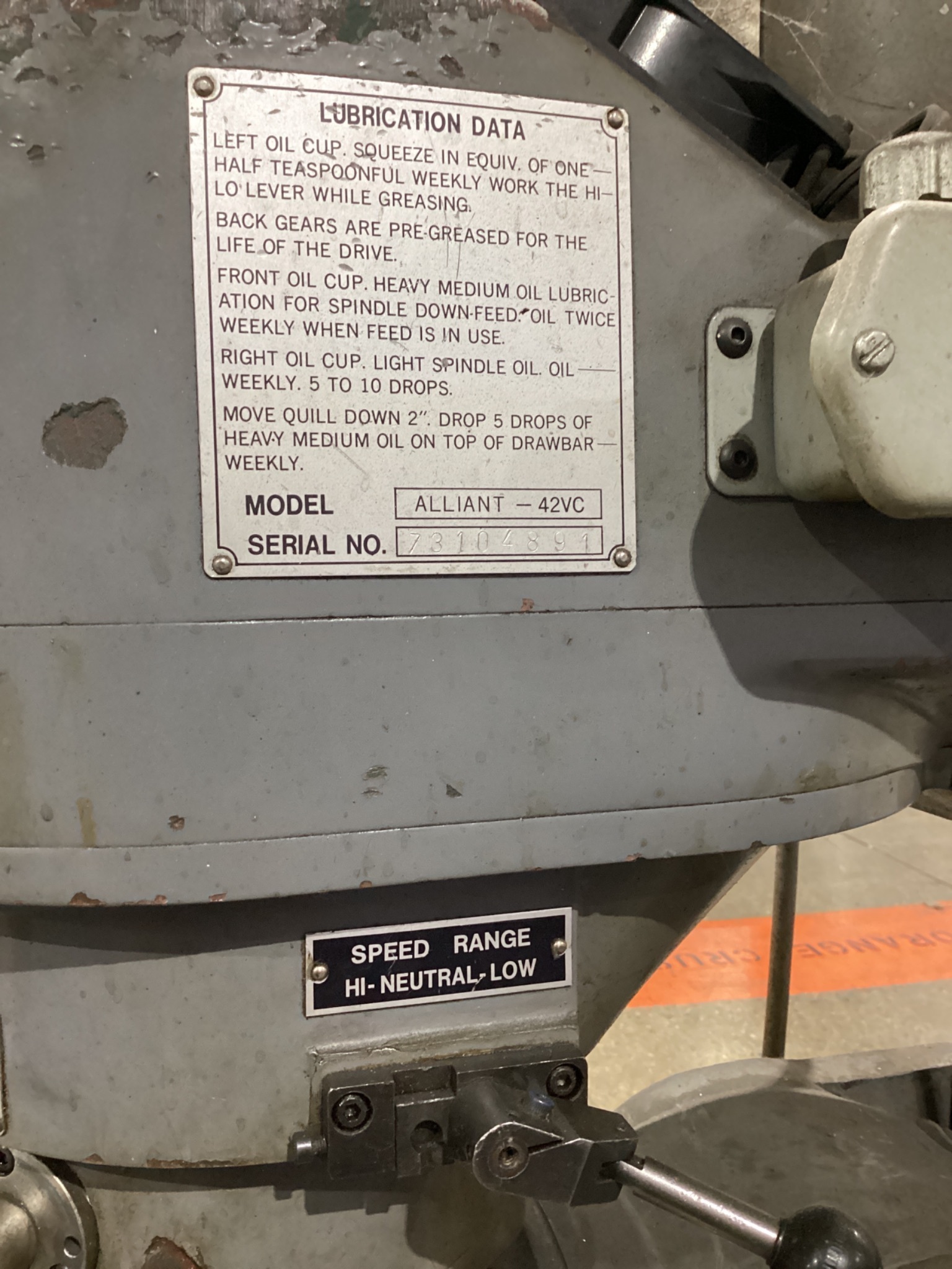 ALLIANT 42VC VERTICAL MILLS USED 6