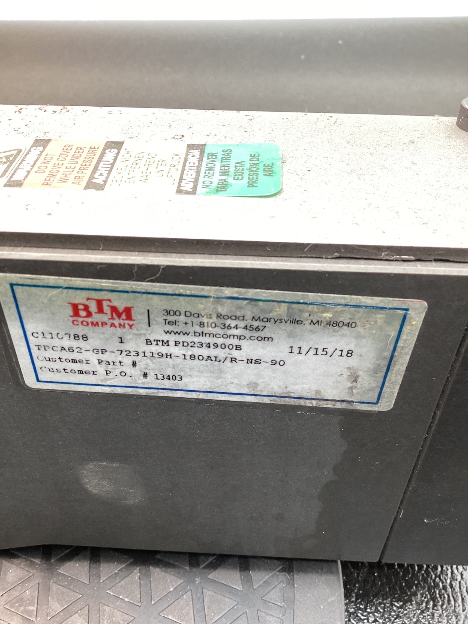 BTM TPCA62-GP-723119H-180AL/R-NS-90 POWER CLAMP USED 5