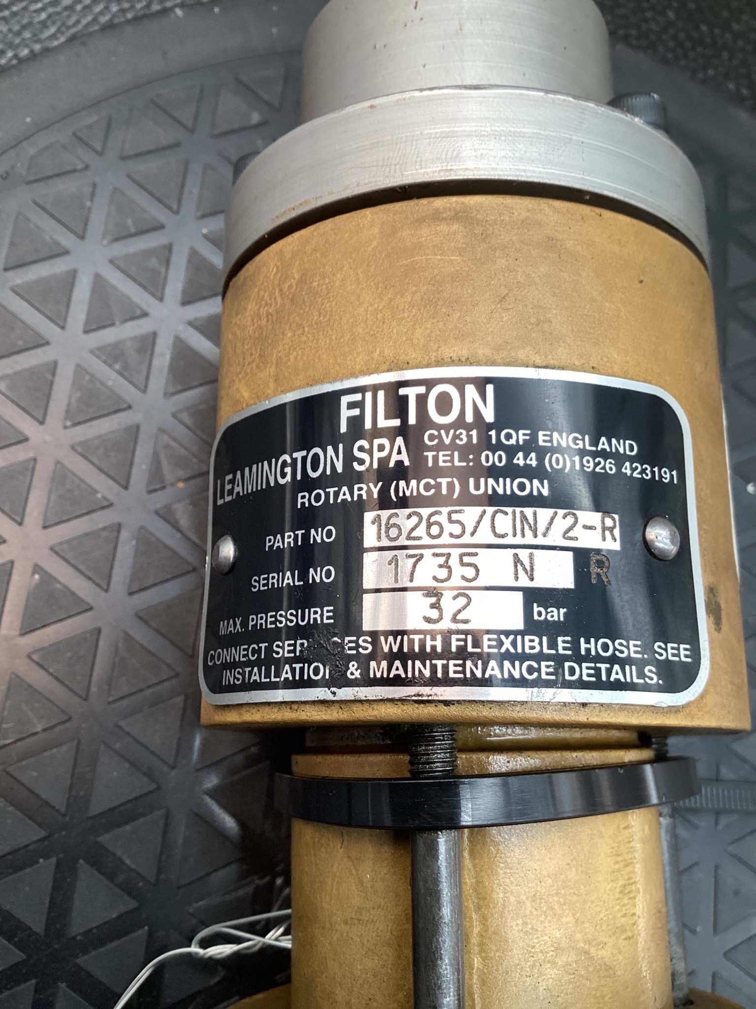 FILTON 16265/CIN/2-R ROTARY UNION 2-PASS COOLANT SEAL USED 5