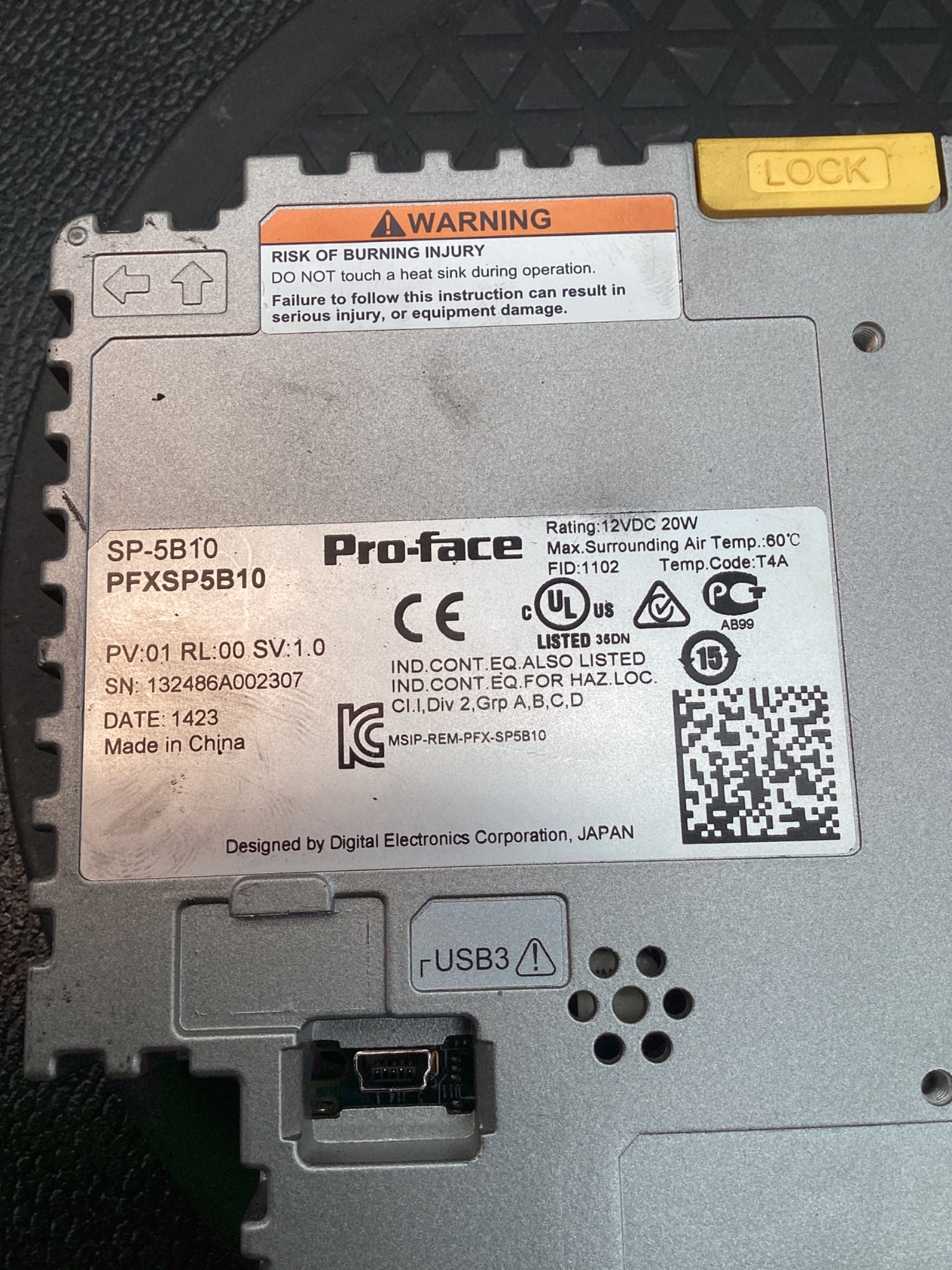 PRO-FACE PFXSP5B10 SP5000 POWER BOX MODULE 12VDC USB SERIAL USED 5