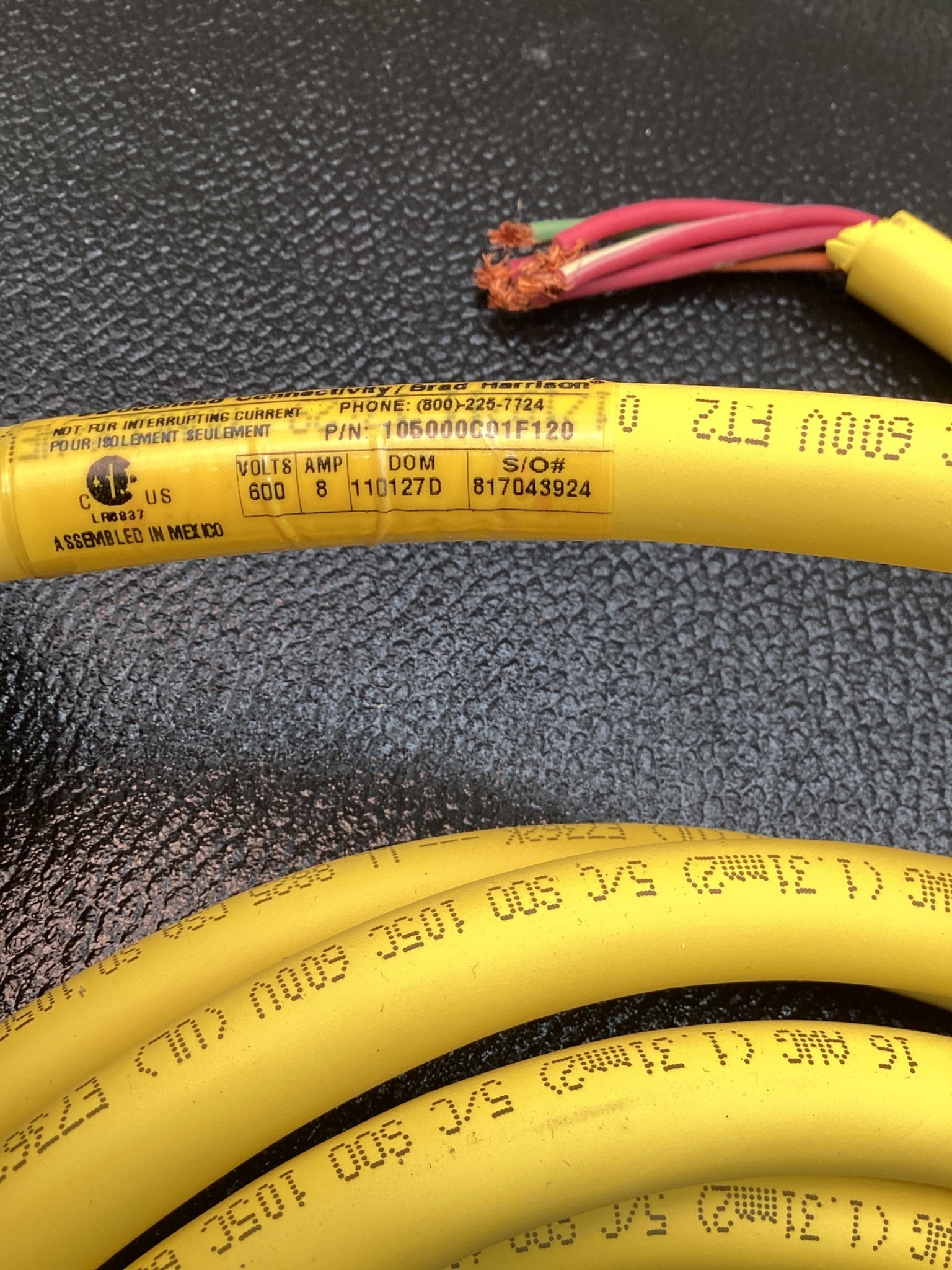 WOODHEAD 105000C01F120 MINI-CHANGE 5-PIN FEMALE CORDSET 12FT USED 5