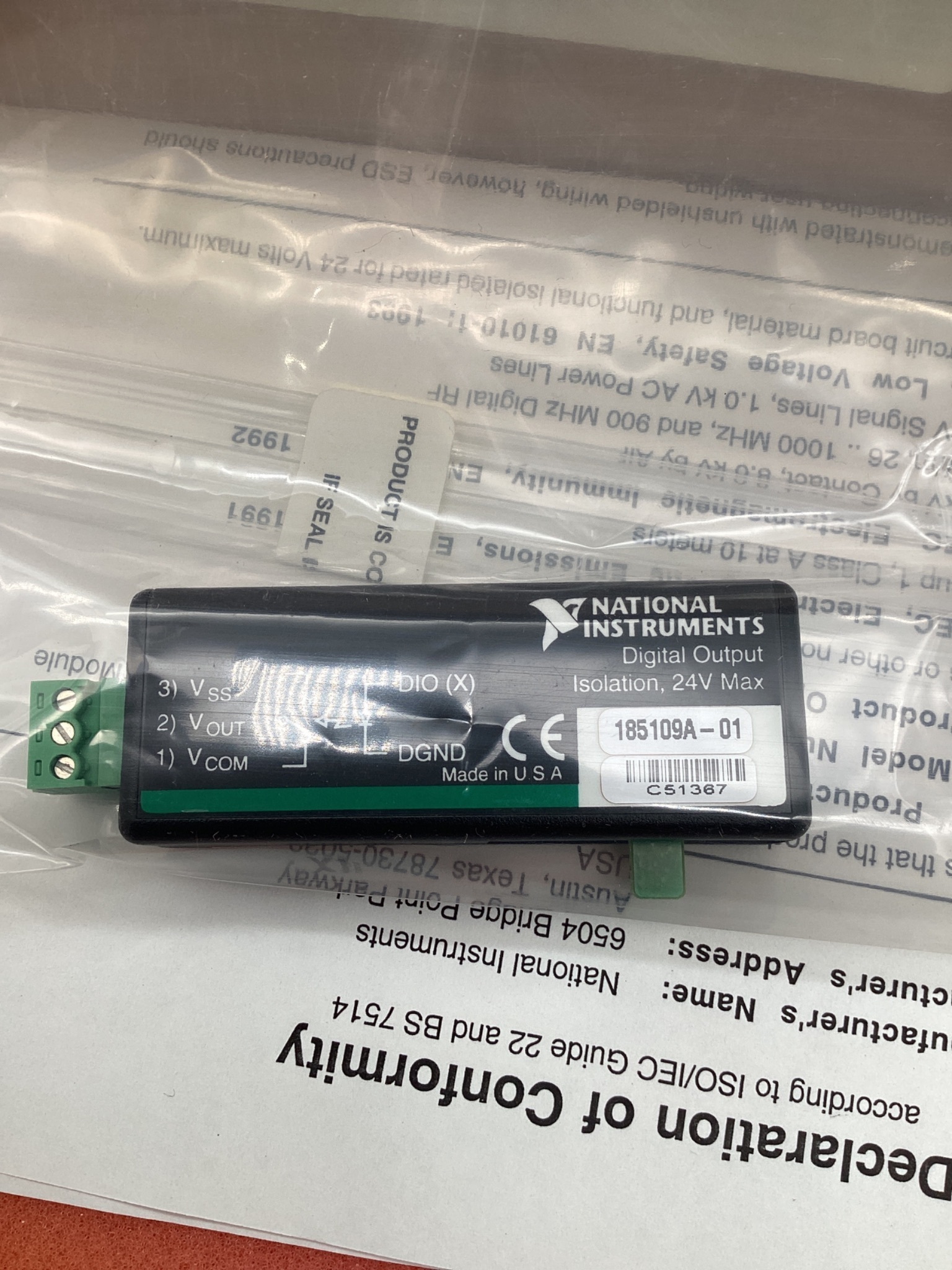 NATIONAL INSTRUMENTS SCC-DO01 ISOLATED DIGITAL OUTPUT MODULE NEW 3