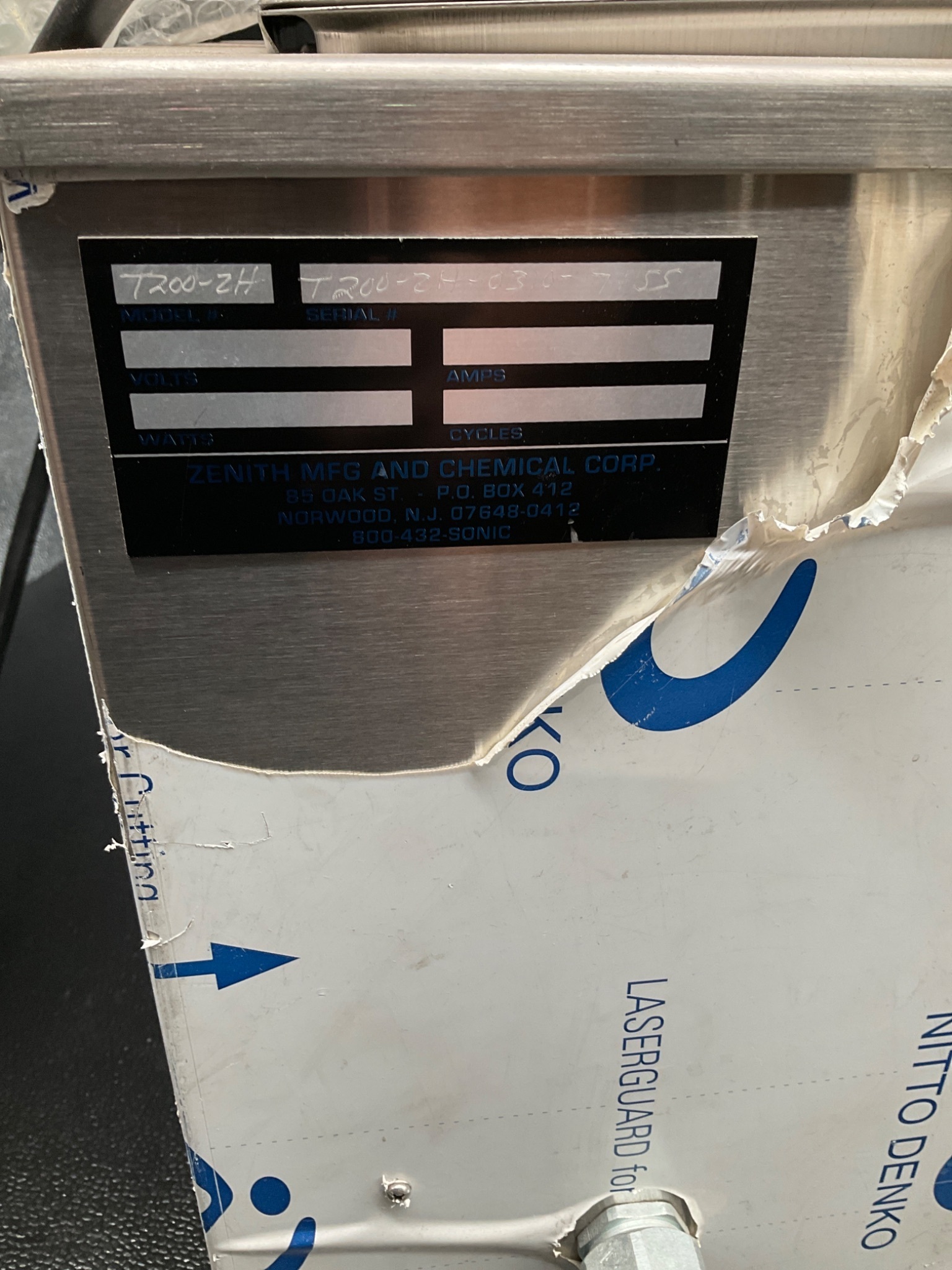 ZENITH MANUFACTURING T200-2H TABLETOP ULTRASONIC CLEANER USED 4