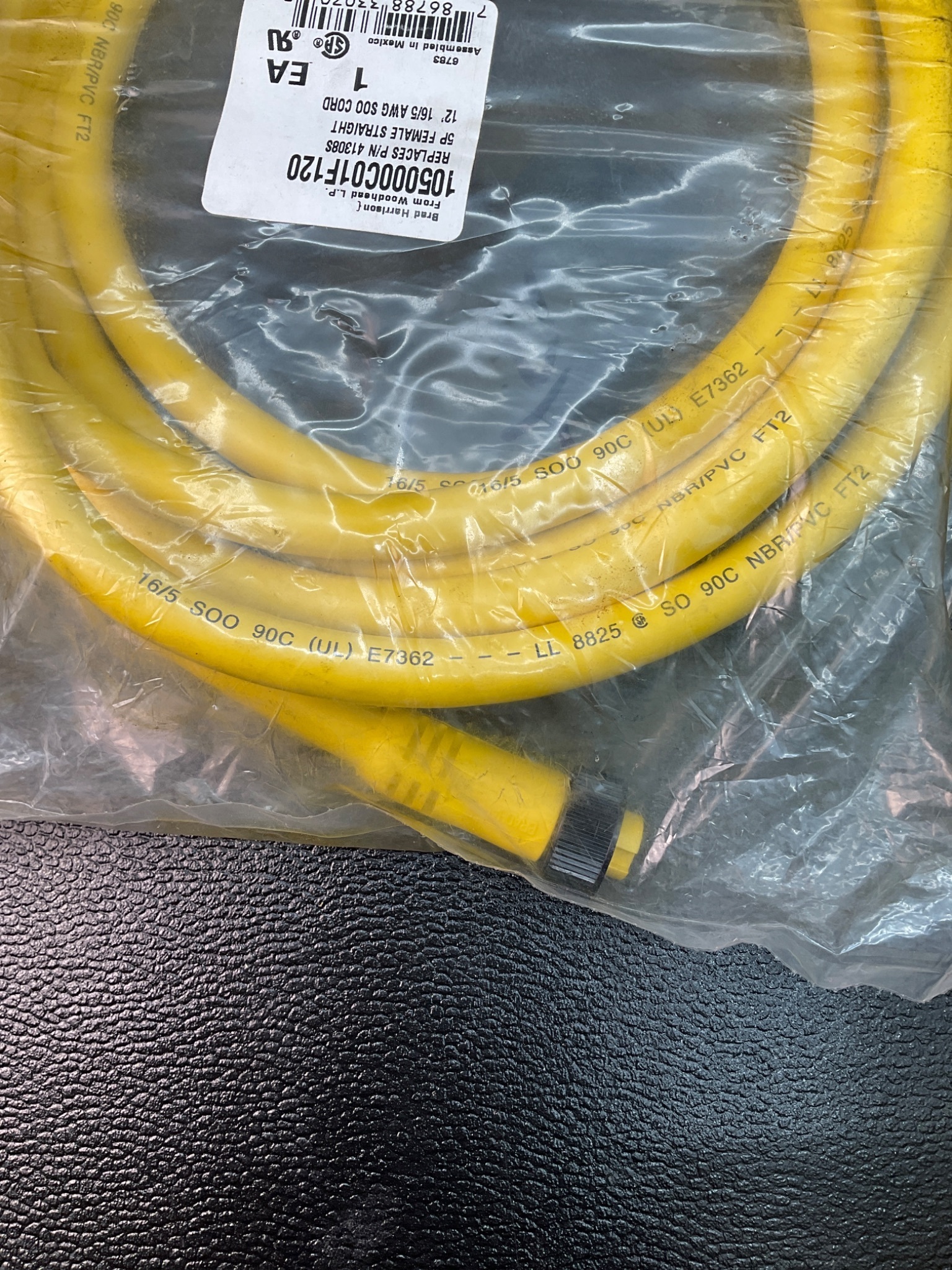 WOODHEAD 105000C01F120 MINI-CHANGE 5-PIN FEMALE CORDSET 12FT NEW 2