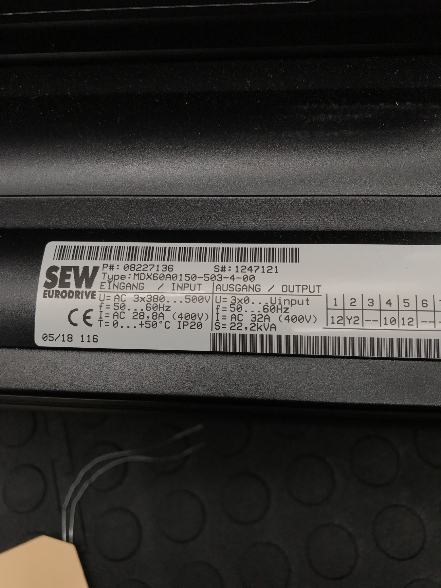 SEW EURODRIVE MDX60A0150-503-4-00 Movidrive A Frequency Inverter 75kW 500V USED 4
