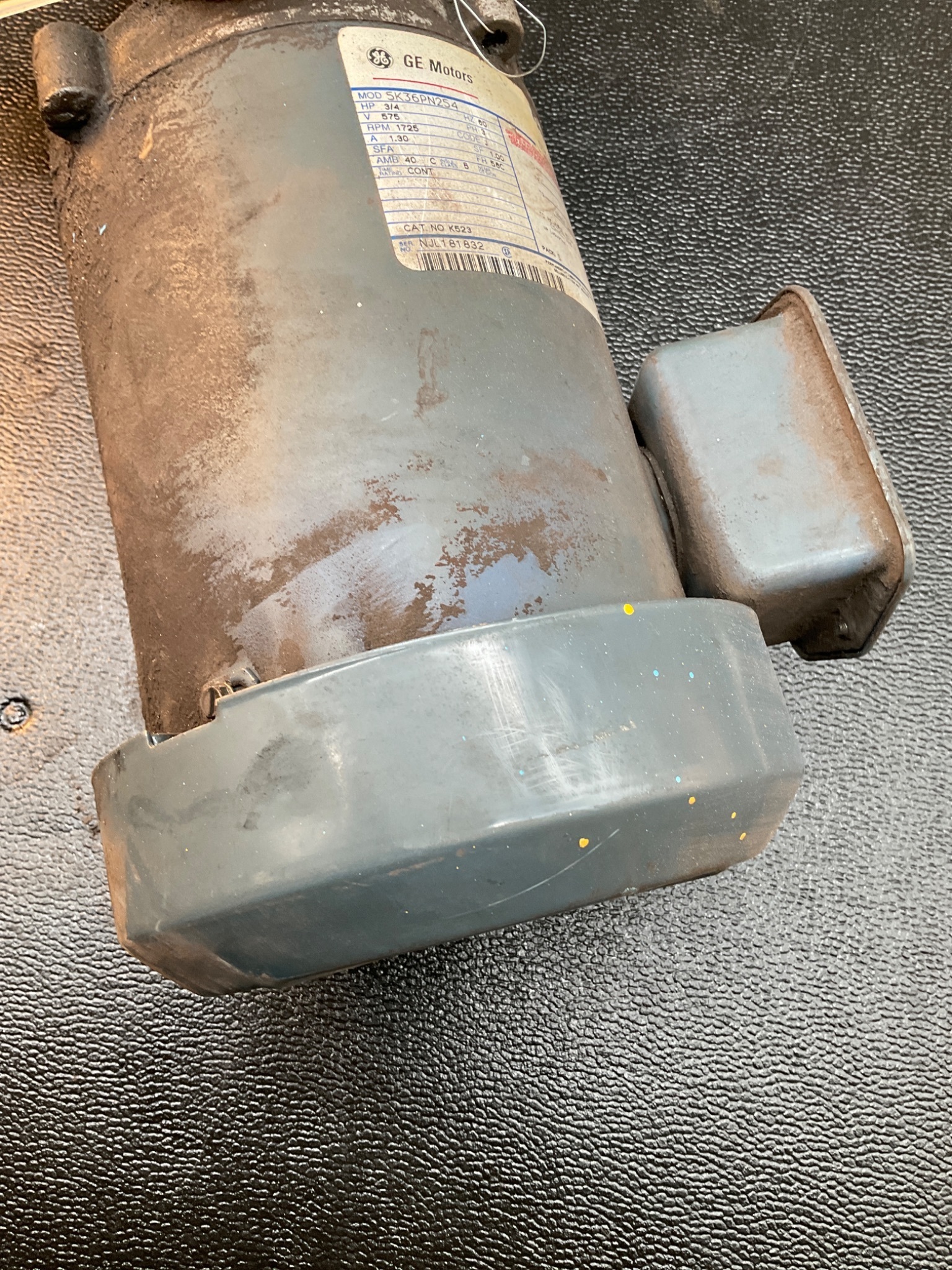 GE MOTORS 5K36PN254 3/4 HP 3PH 575V 1800 RPM TEFC MOTOR USED 3
