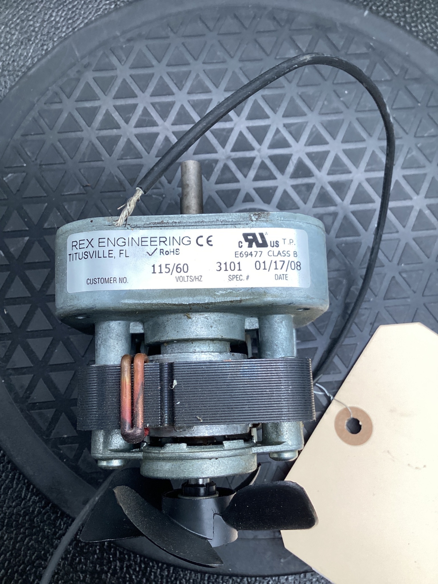 REX ENGINEERING E69477 CLASS B AC GEAR MOTOR 115V 5.75:1 RATIO USED 5