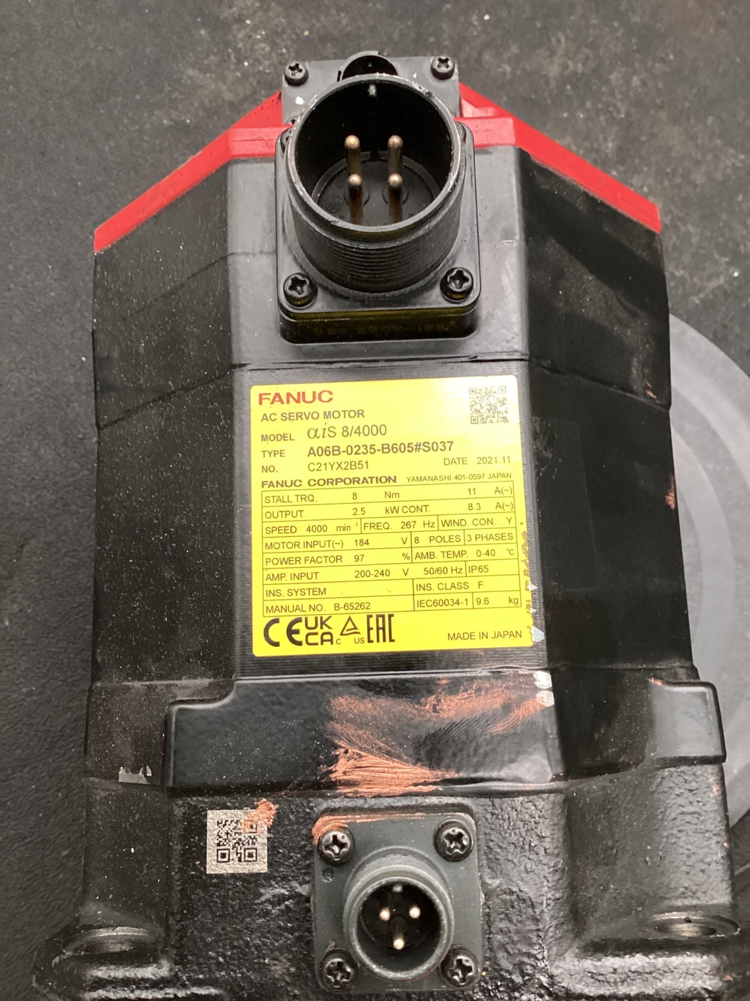 FANUC A06B-0235-B605#S037 AC SERVO MOTOR aiS8/4000 TPR BRK USED 2
