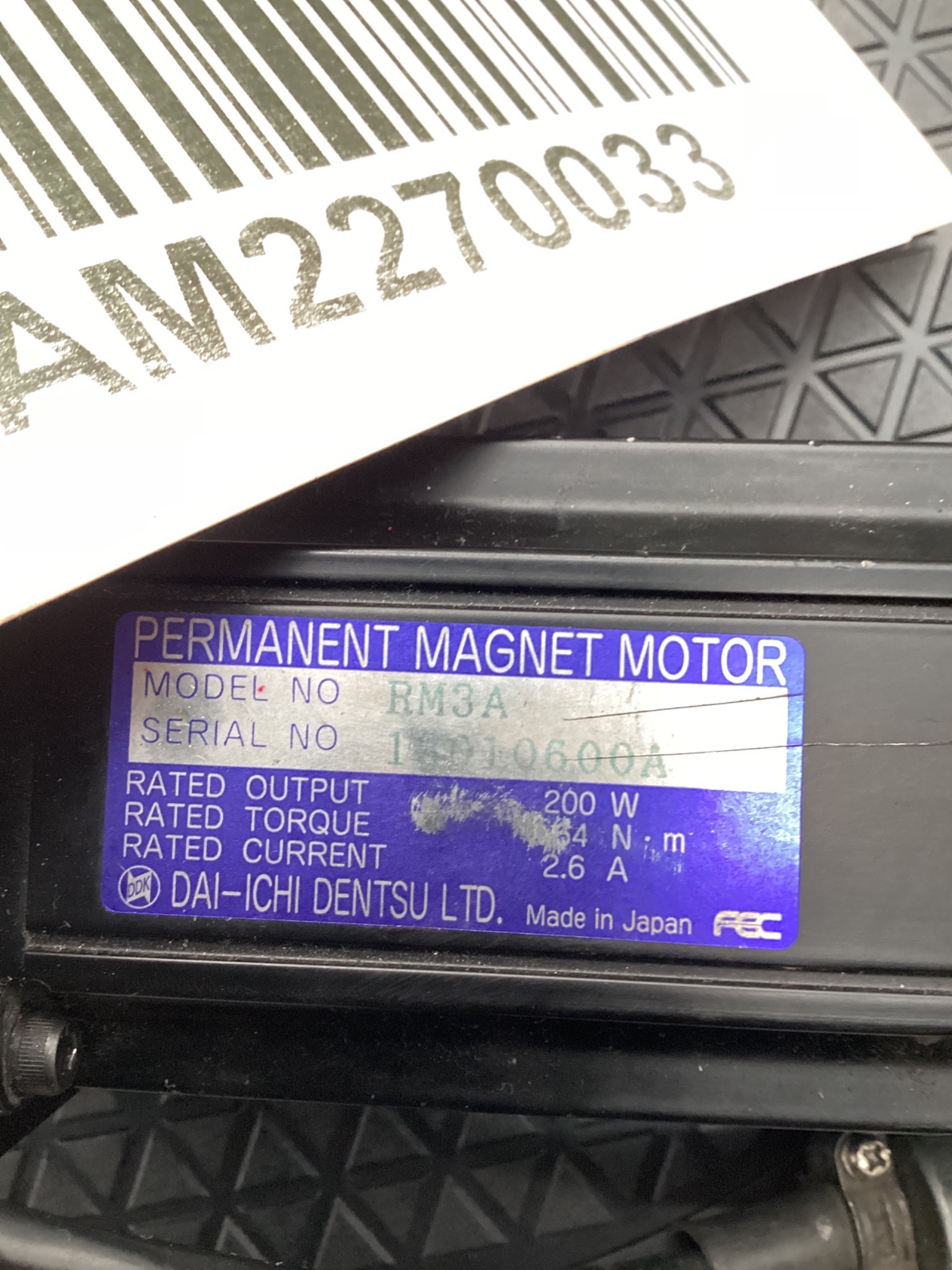 FEC NFT-302RM3A-S SERVO NUTRUNNER 200W 0.64NM USED 3