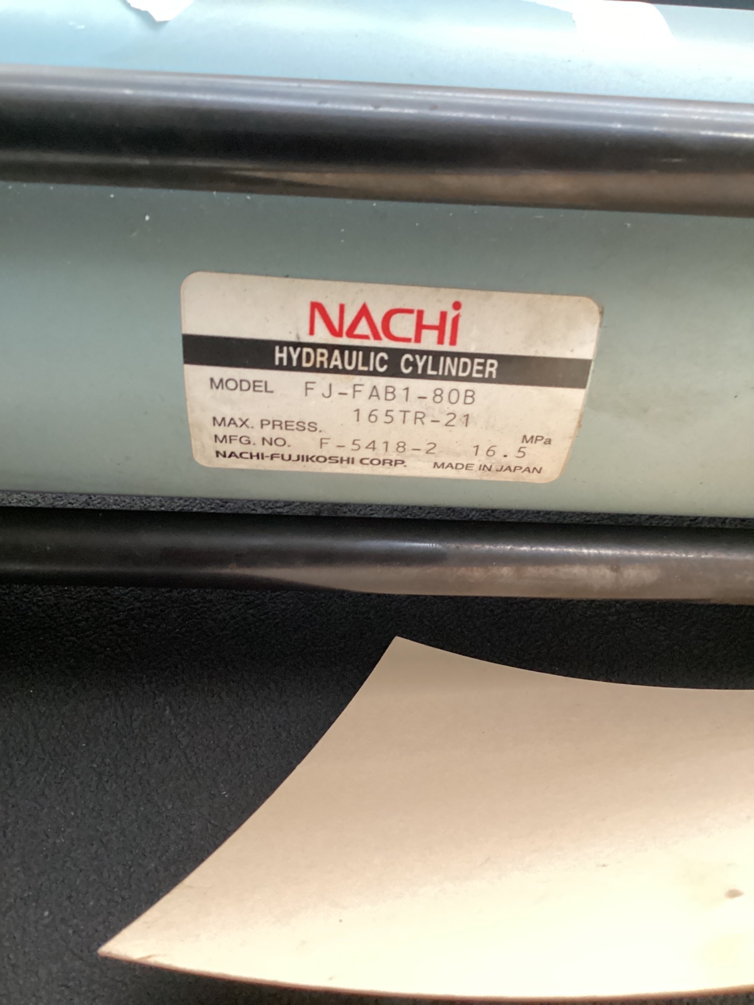 NACHI FJ-FAB1-80B-165TR-21 HYDRAULIC CYLINDER 21MPA 165MM STROKE USED 2