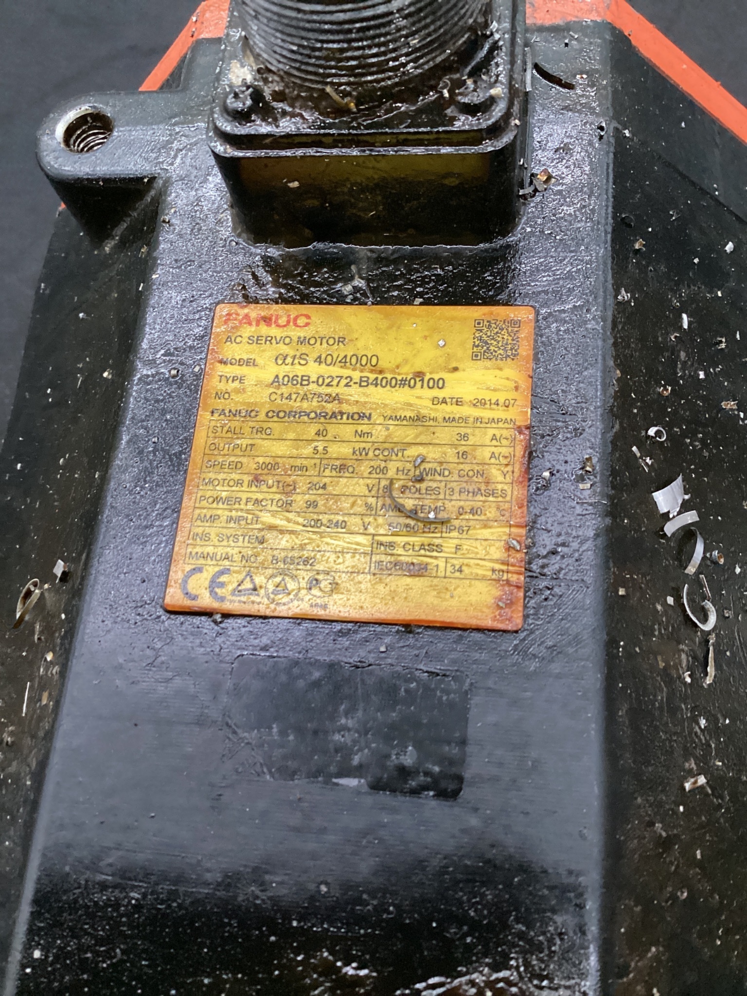 FANUC A06B-0272-B400#0100 AIS40/4000 AC SERVO MOTOR 24V BRAKE USED 3