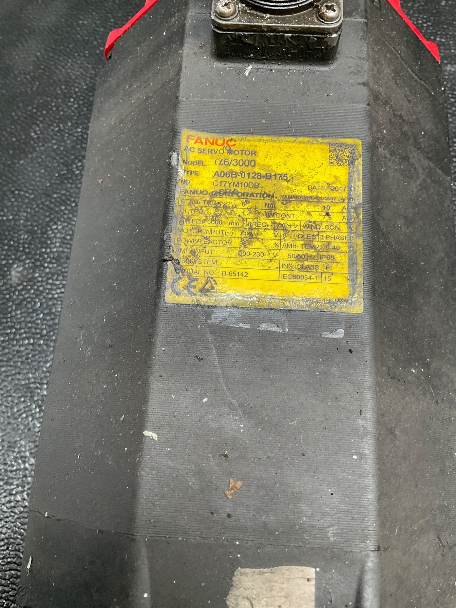 FANUC A06B-0128-B175 AC SERVO MOTOR A6/3000 A64 W/BRAKE USED 1